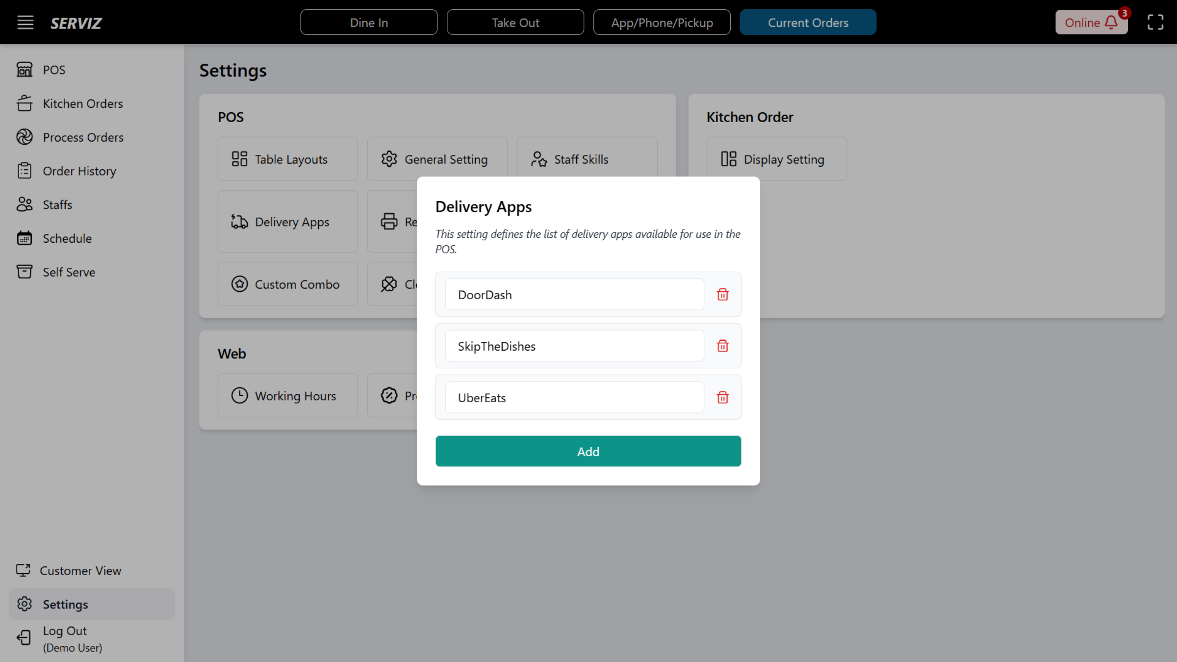 Interact with Delivery Apps