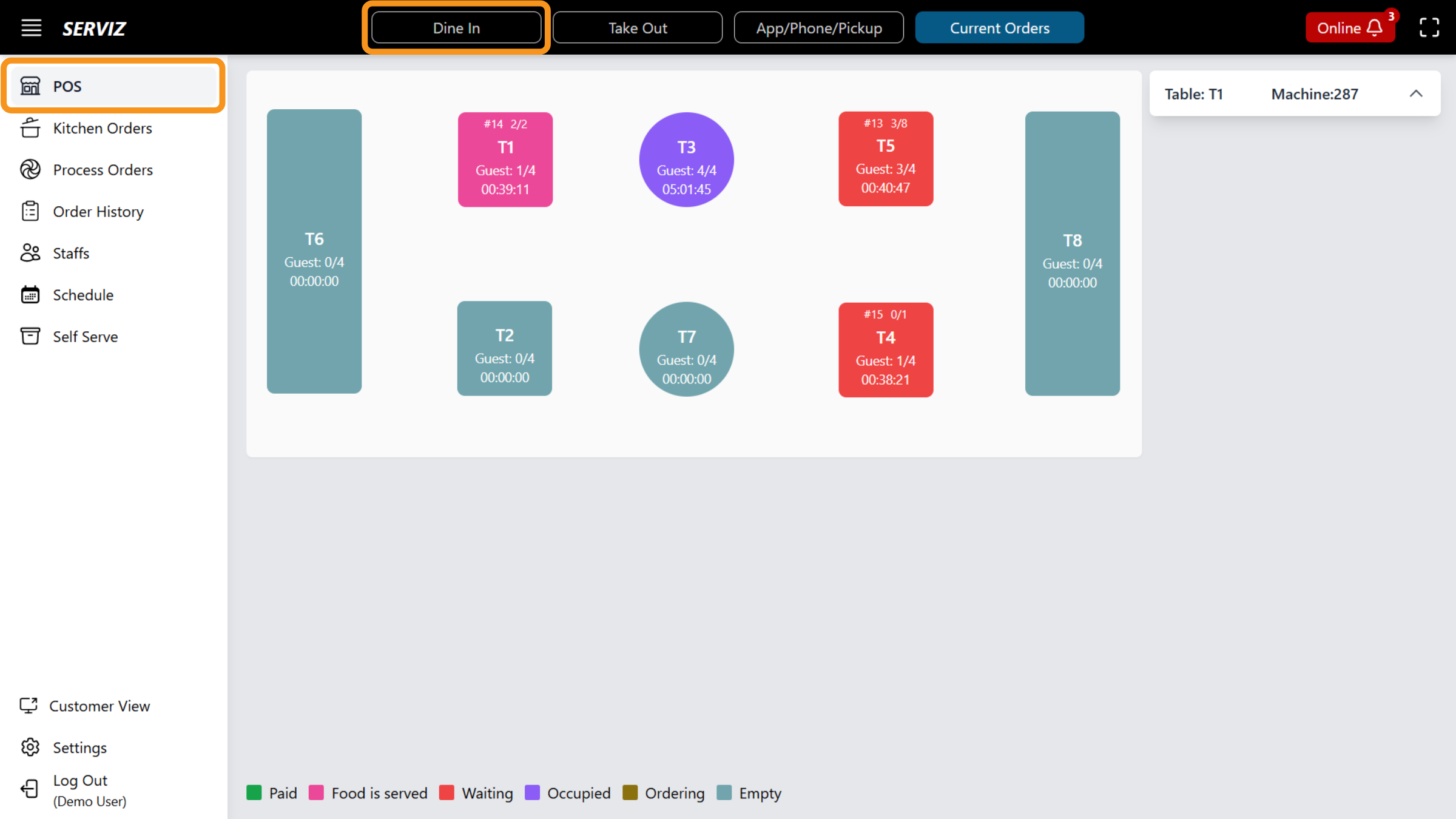 POS Order-Taking Screen