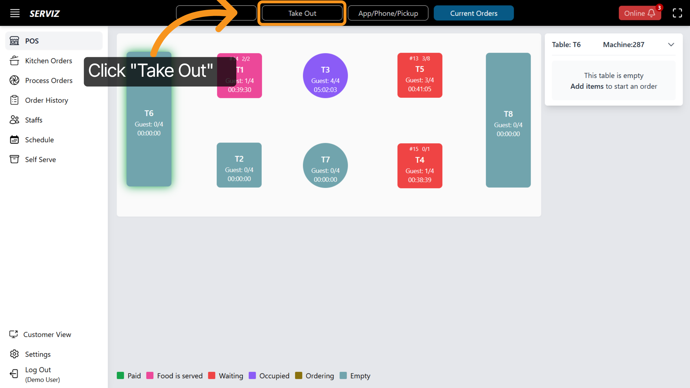 Select Takeout Orders