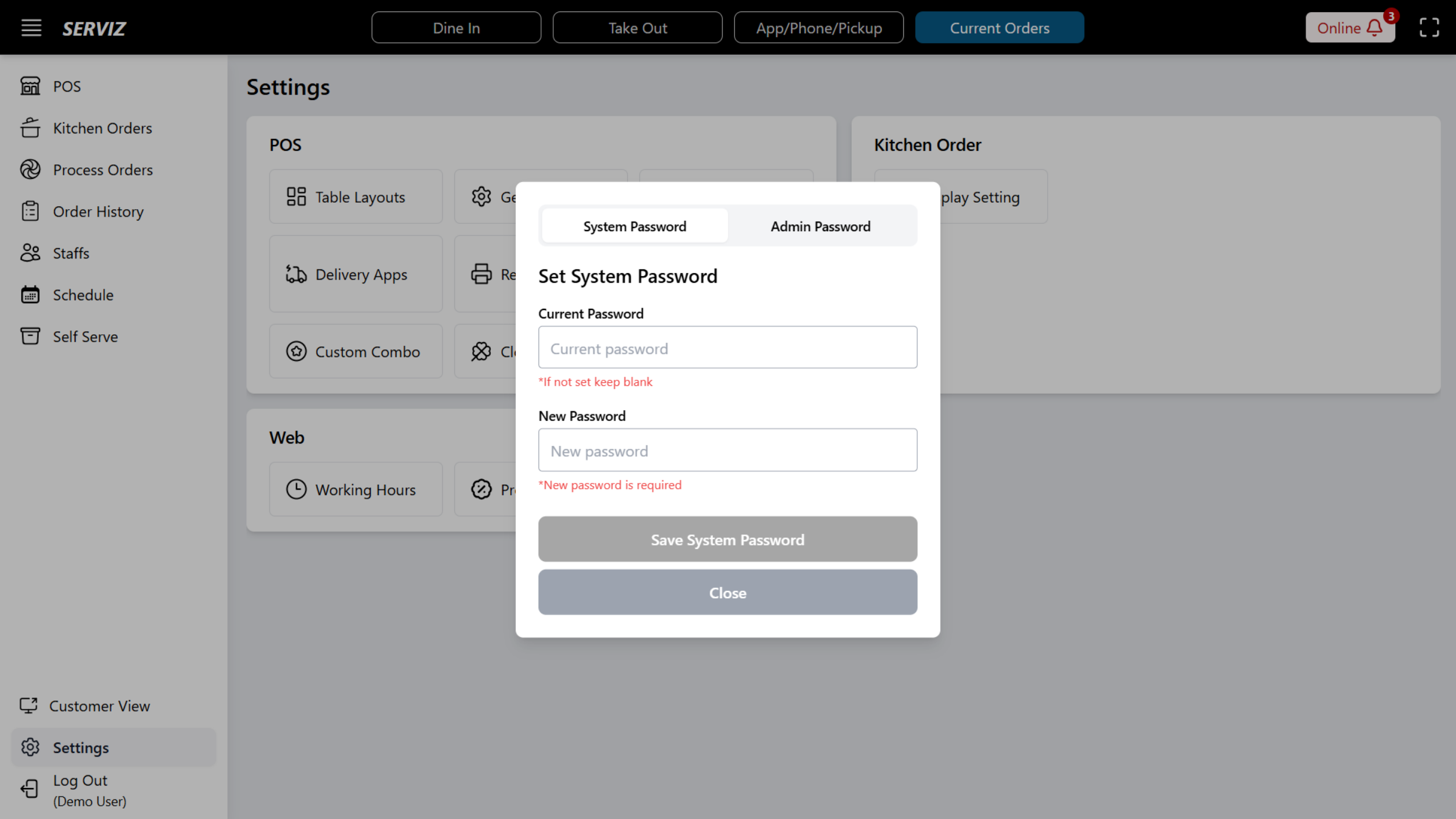 Interact with Password Settings