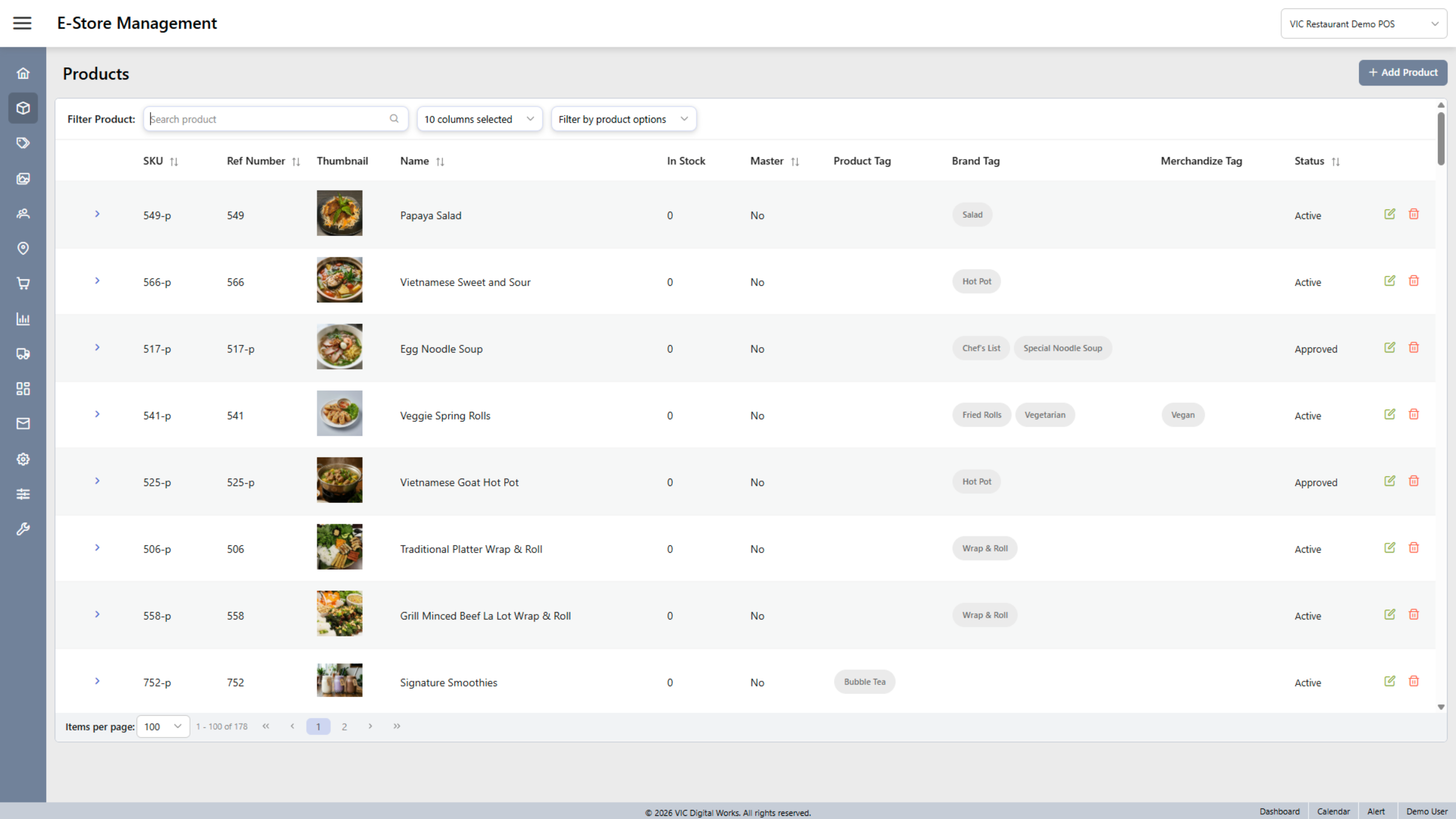 Interface overview Products