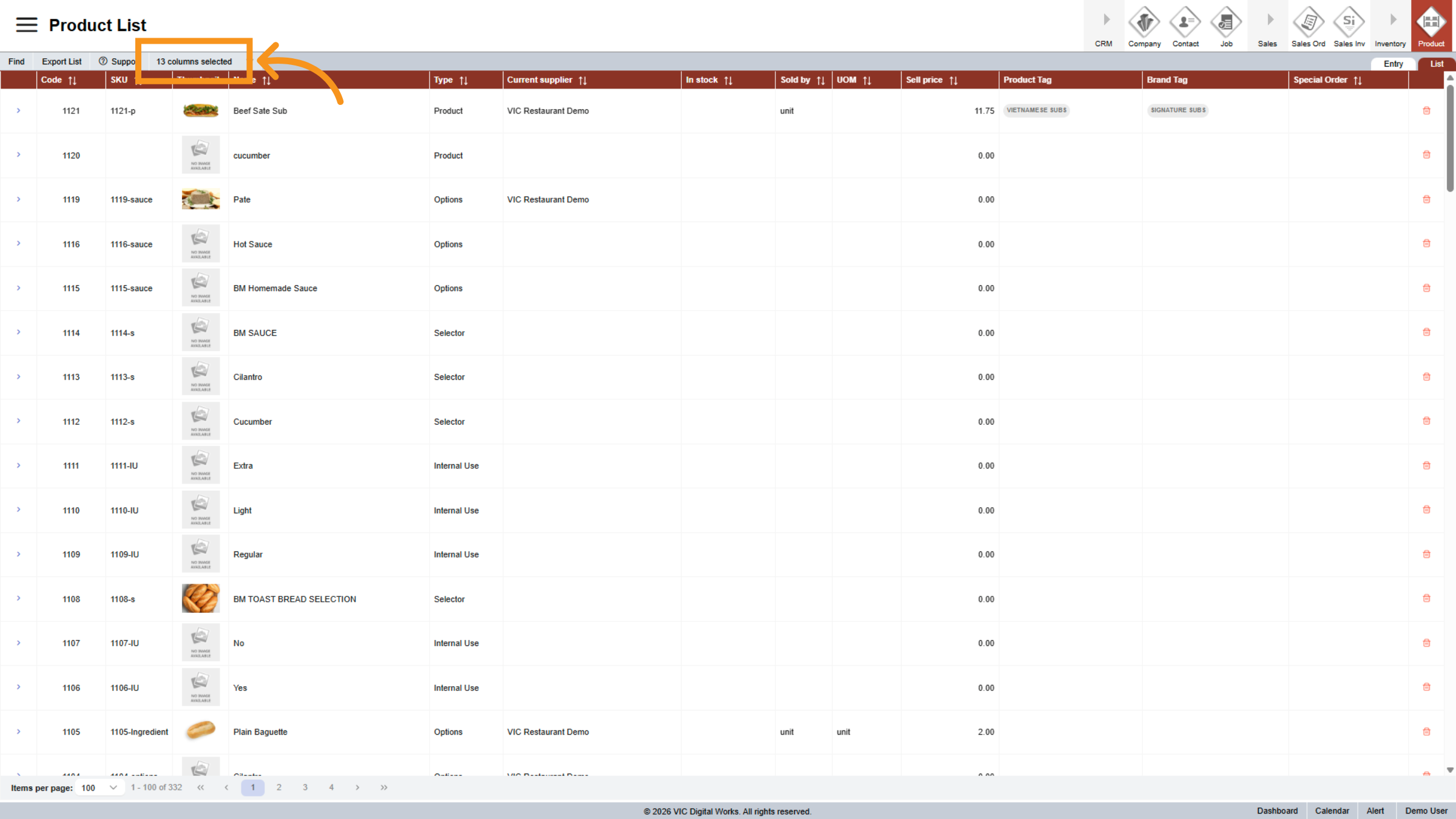 Manage Column Selection