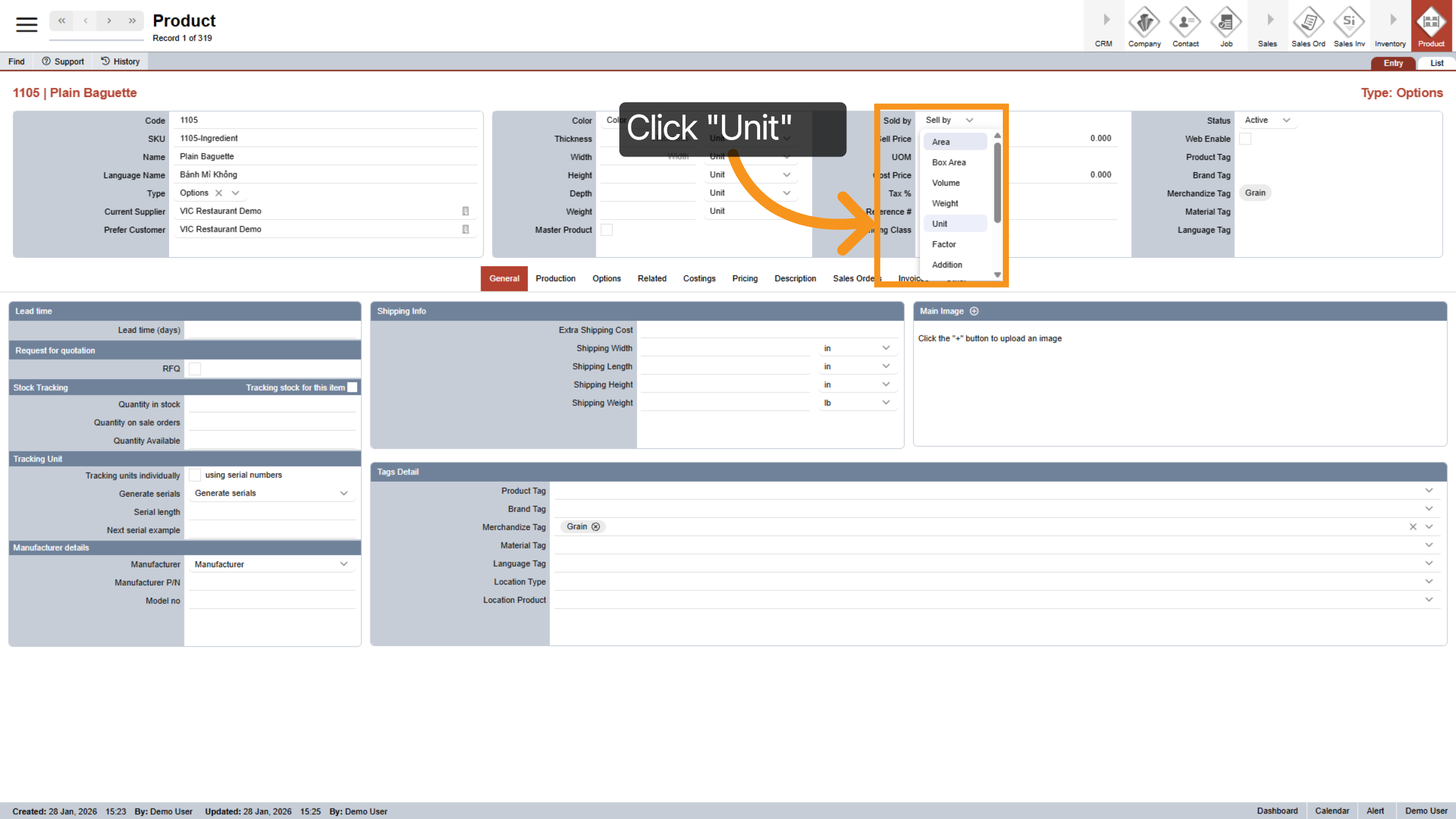 Select 'Sold by' Unit