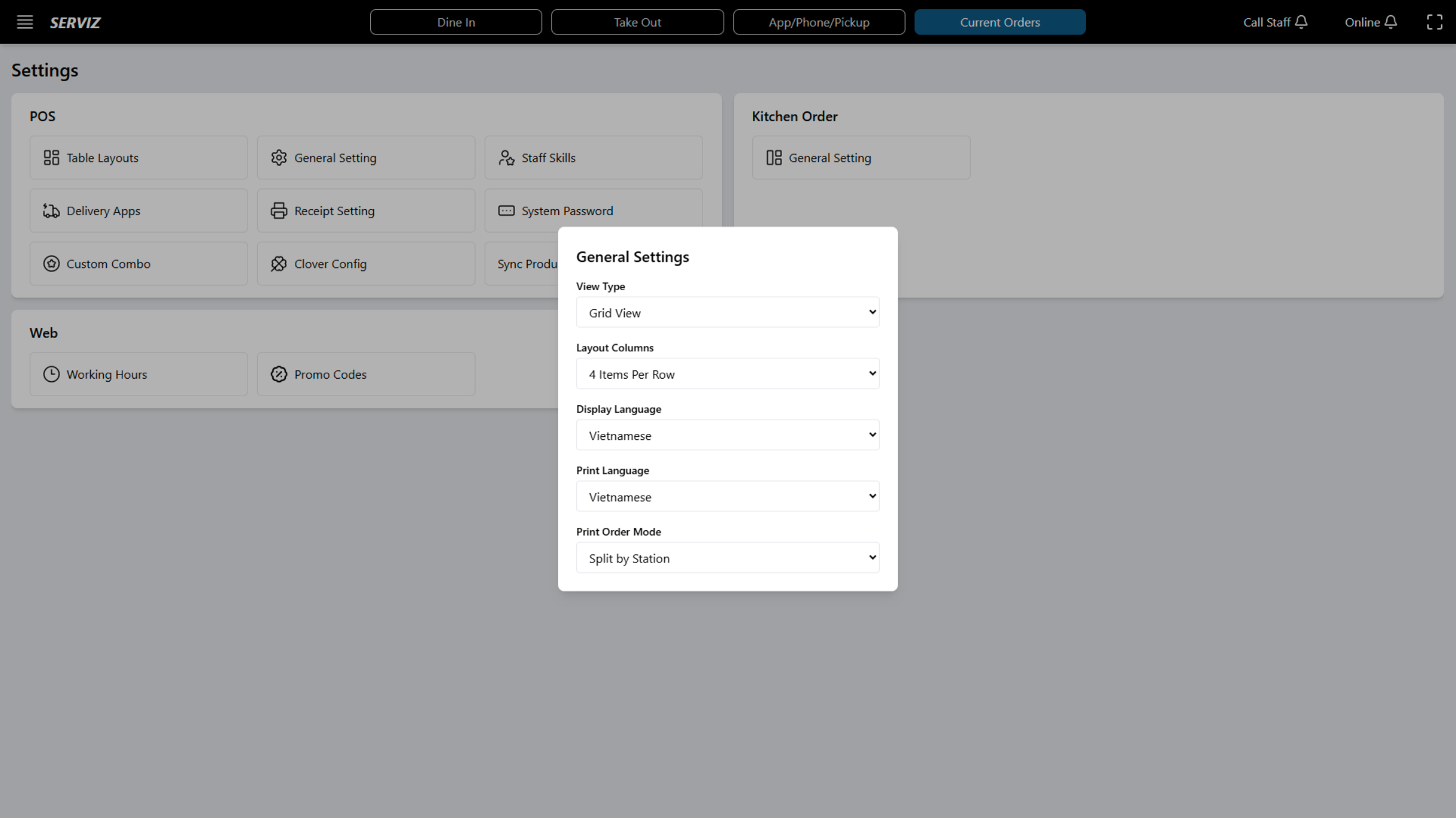 Open General Settings
