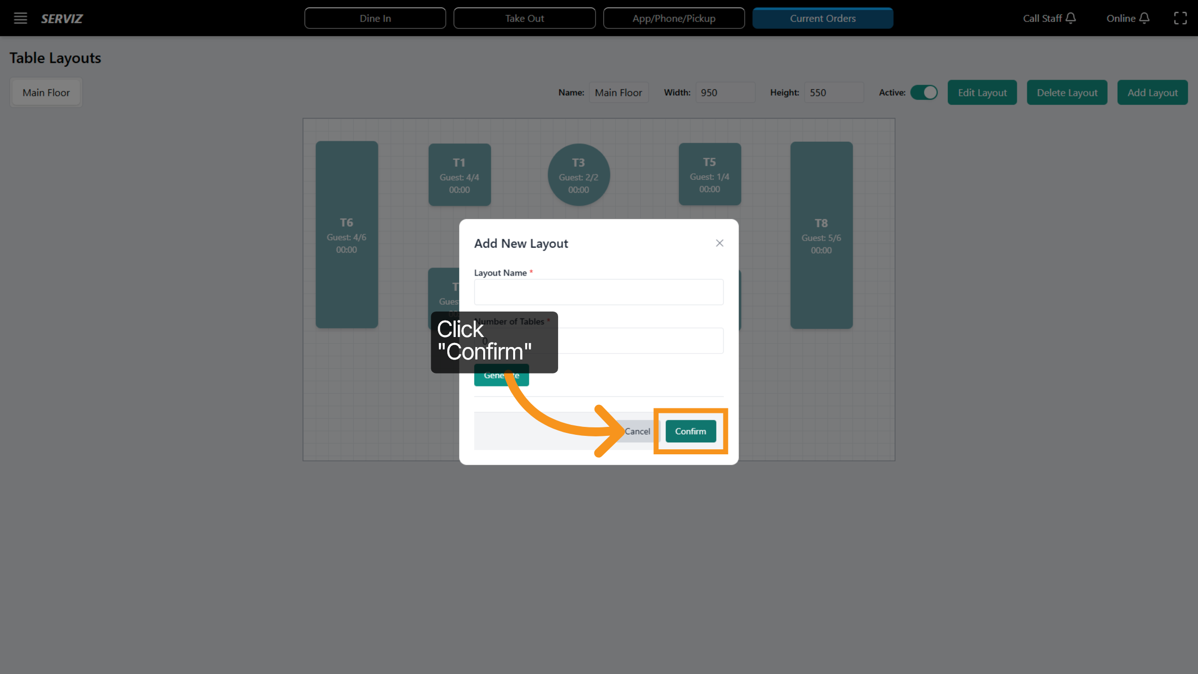 Confirm Layout Addition