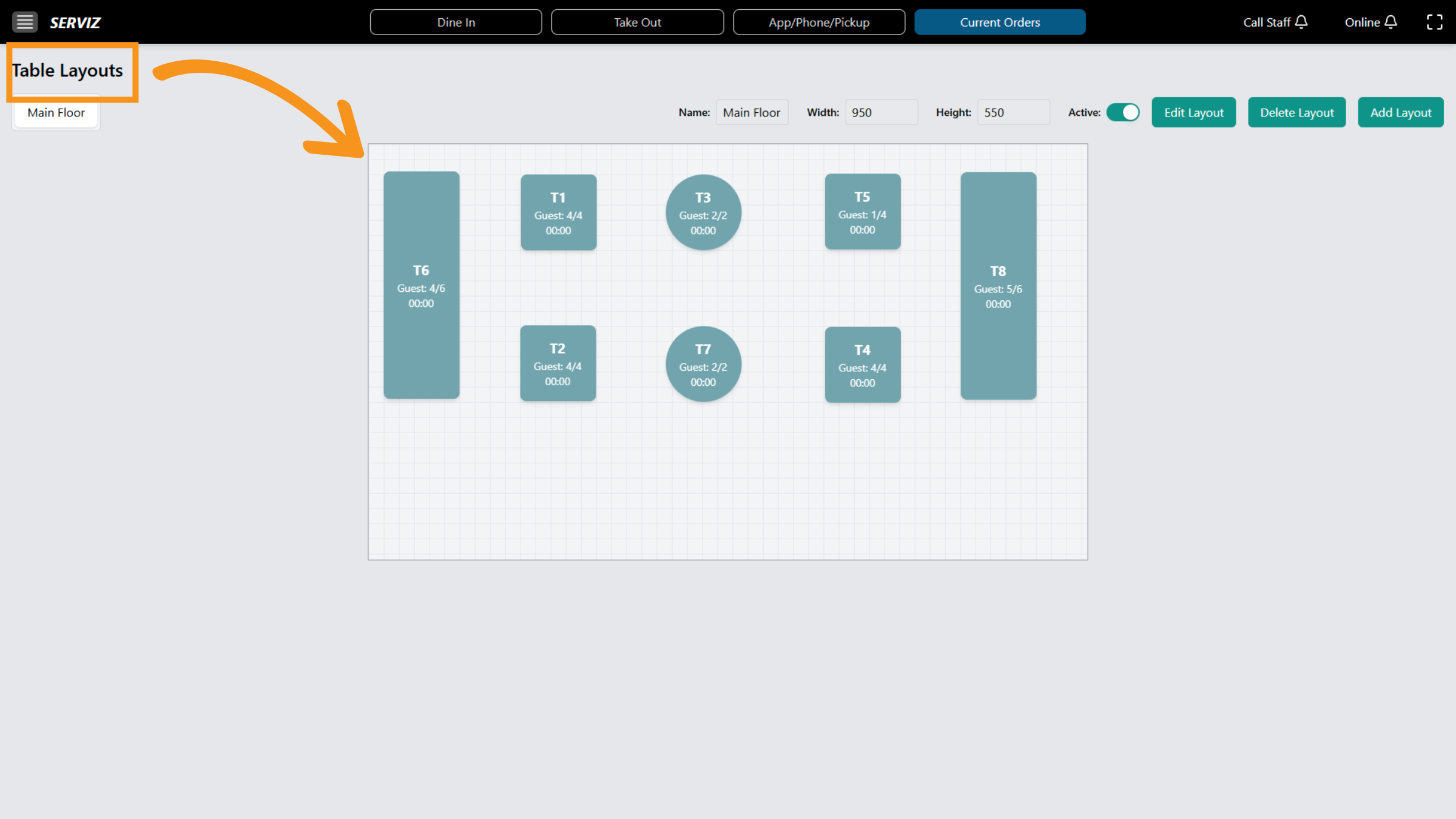 Table layout setting