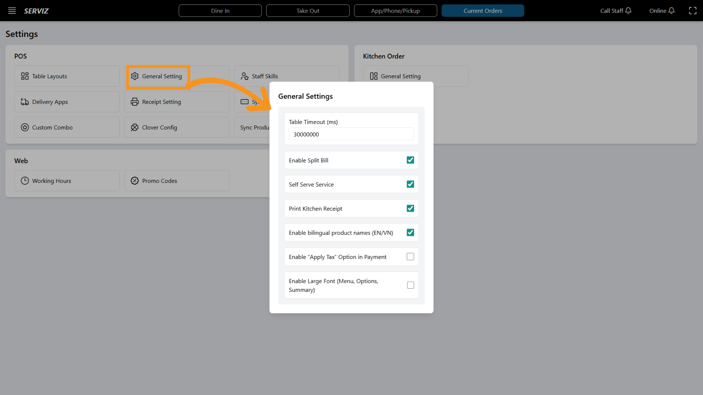 Access General Settings