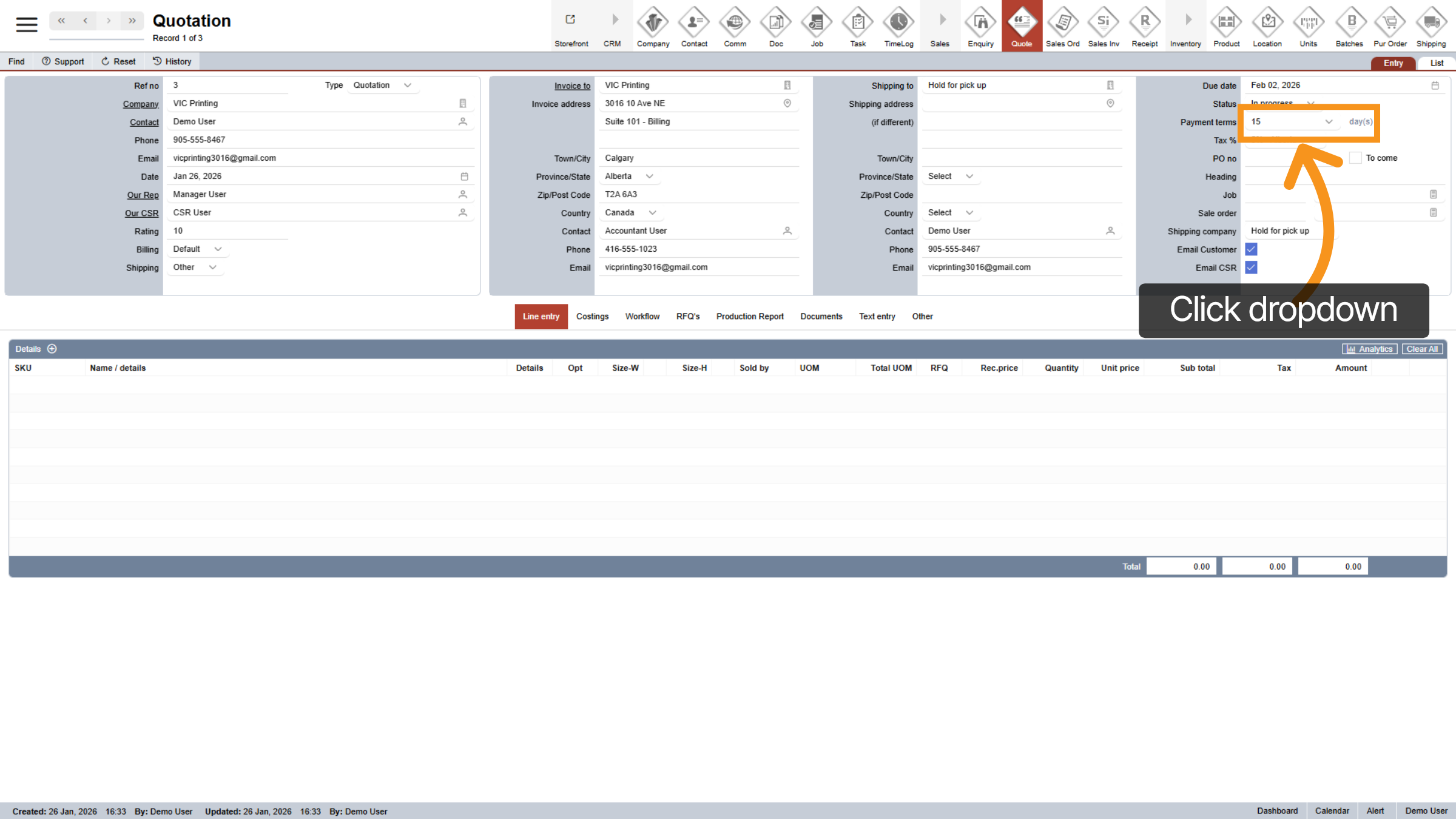Select Payment Terms