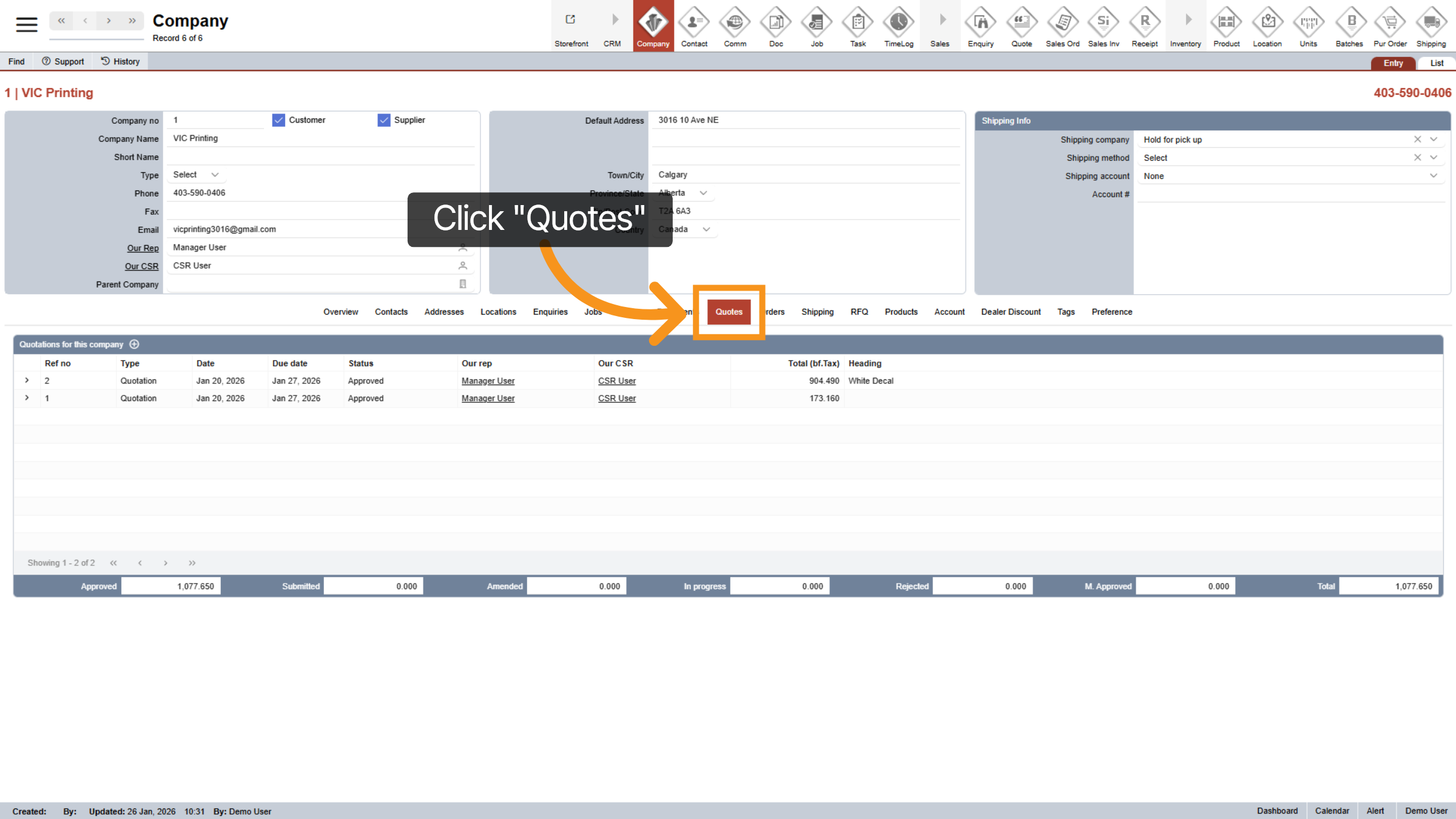 Go to the Quotes Section