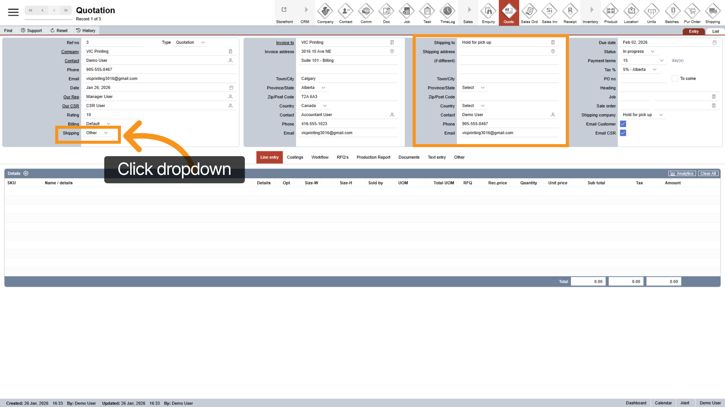 Update Shipping Details