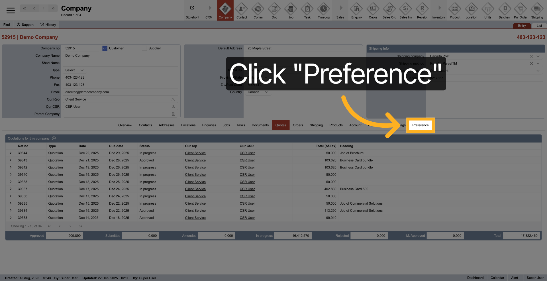 Select Preferences Option