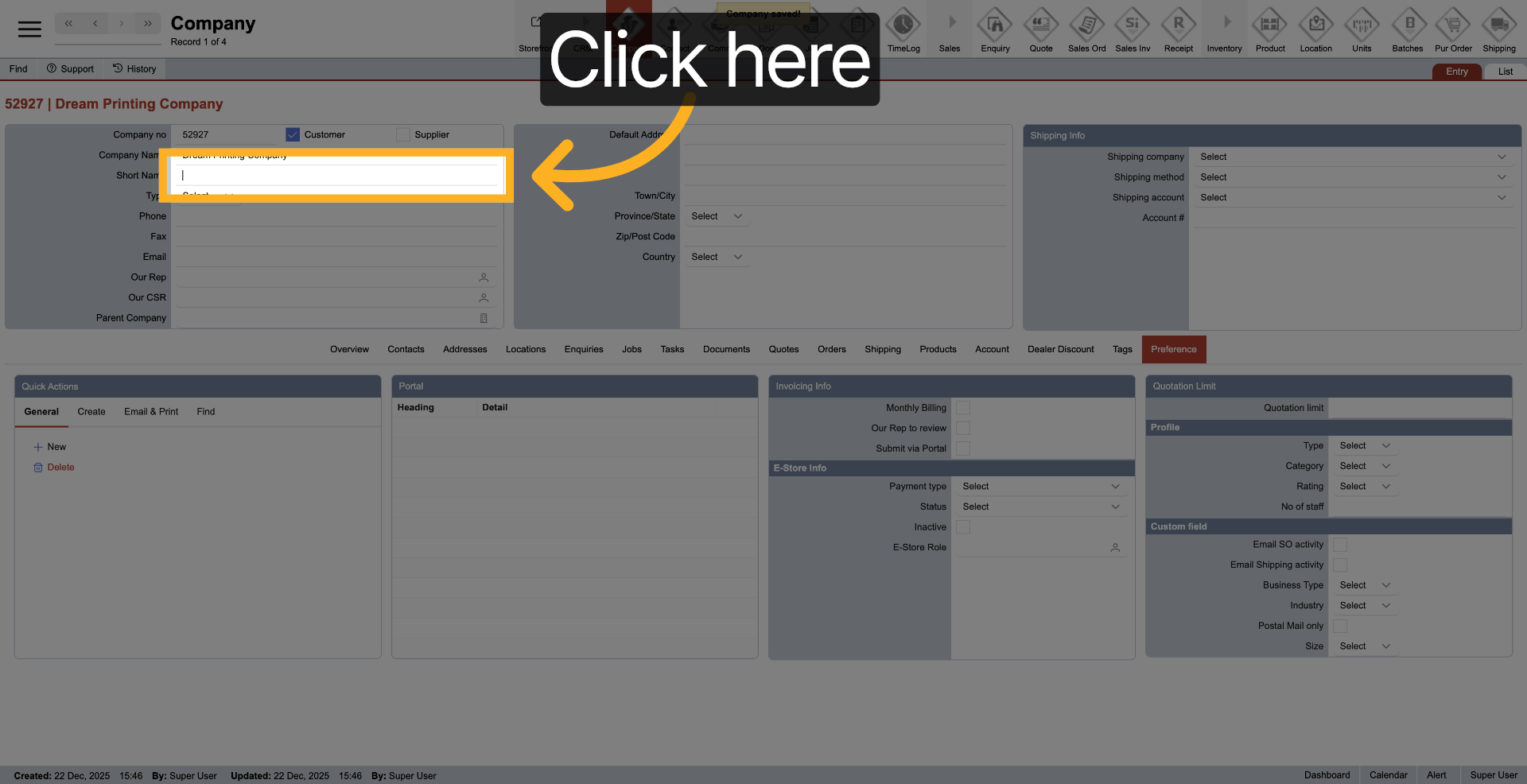 Open Company Details