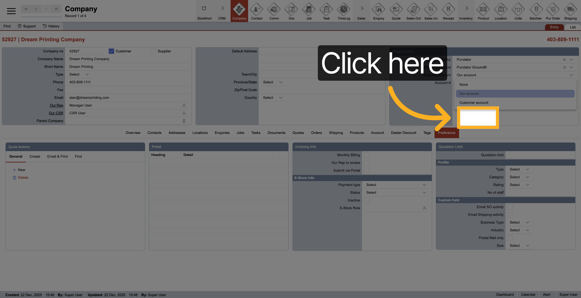 Access Contacts Section