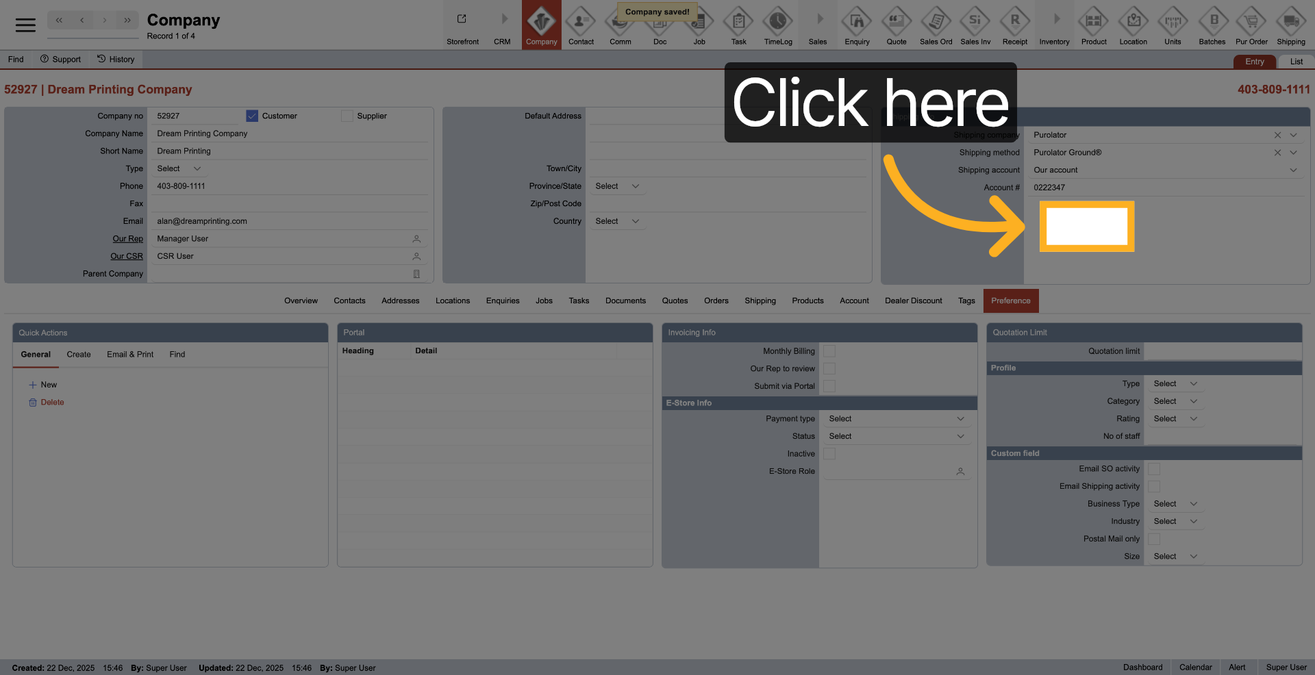 Open Account Settings
