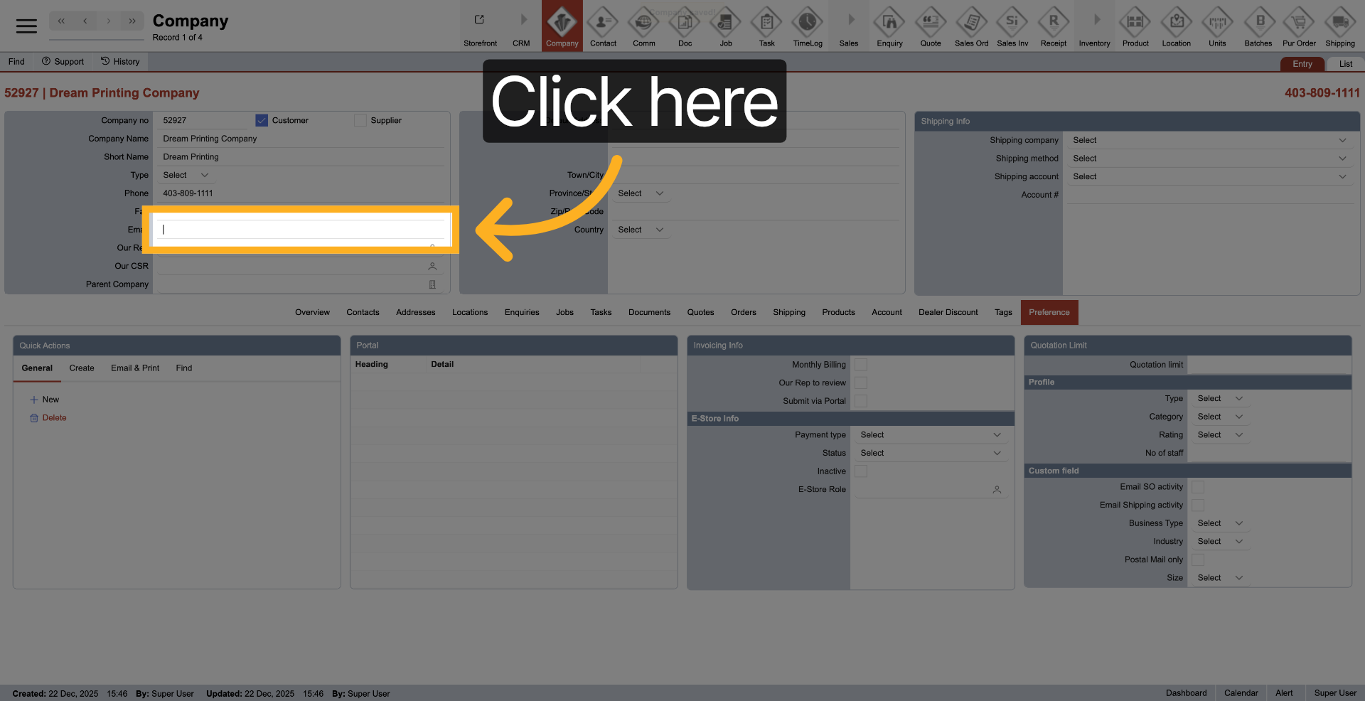 Access Email Input Field