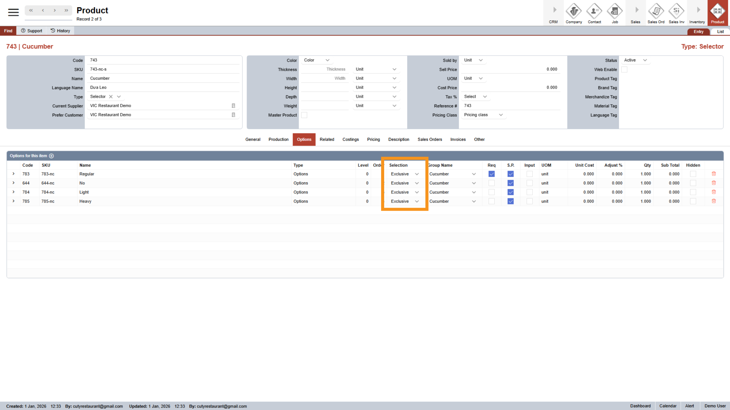 Select 'Selection' Type