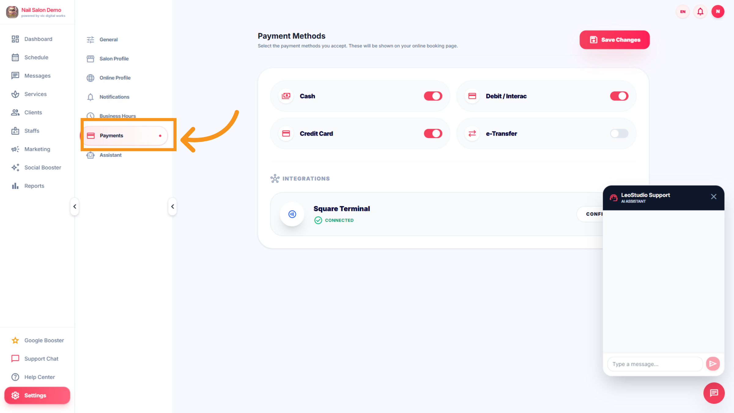 Save Settings Changes