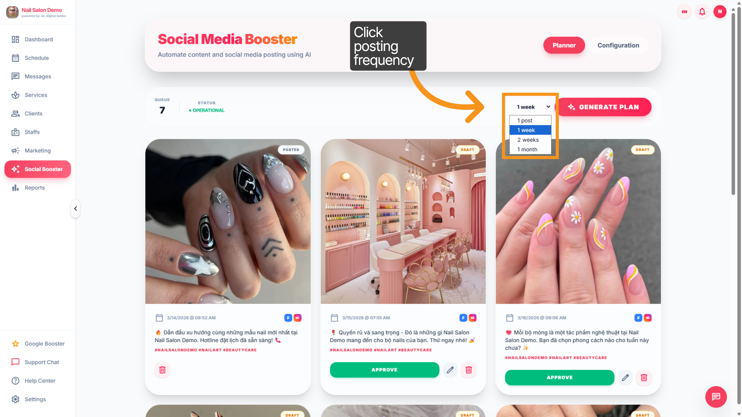 Open Posting Frequency Options