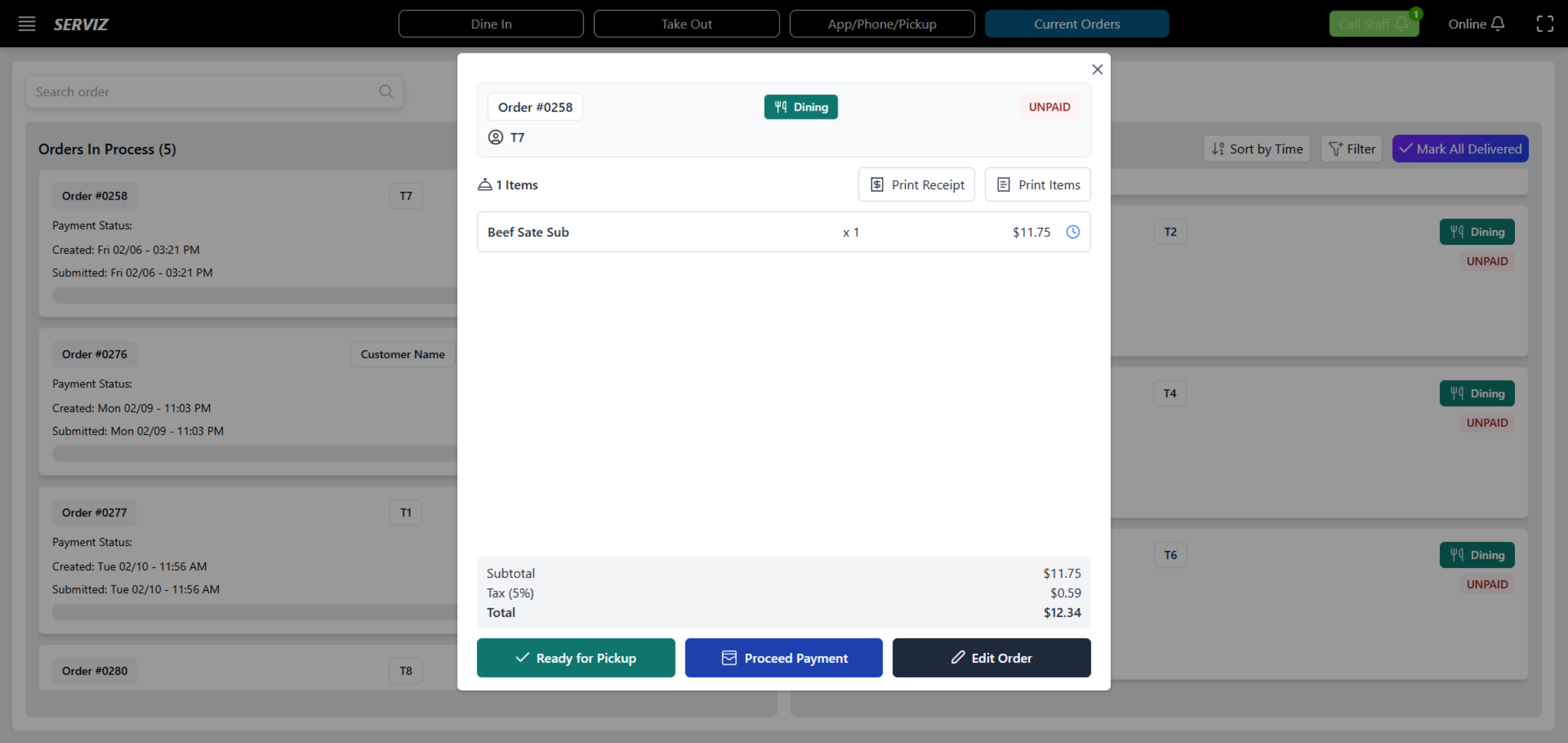 Access Process order