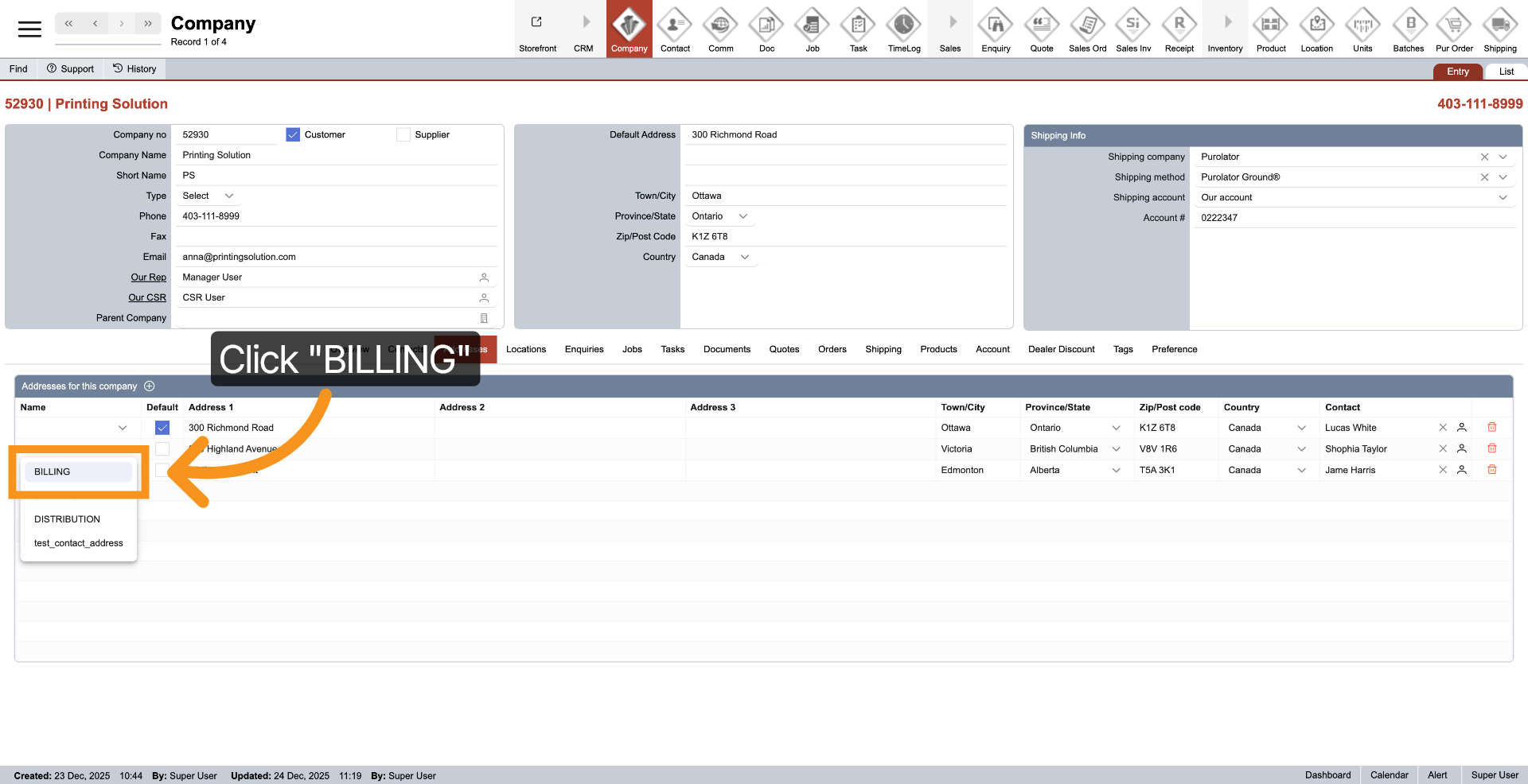 Establish Billing Address