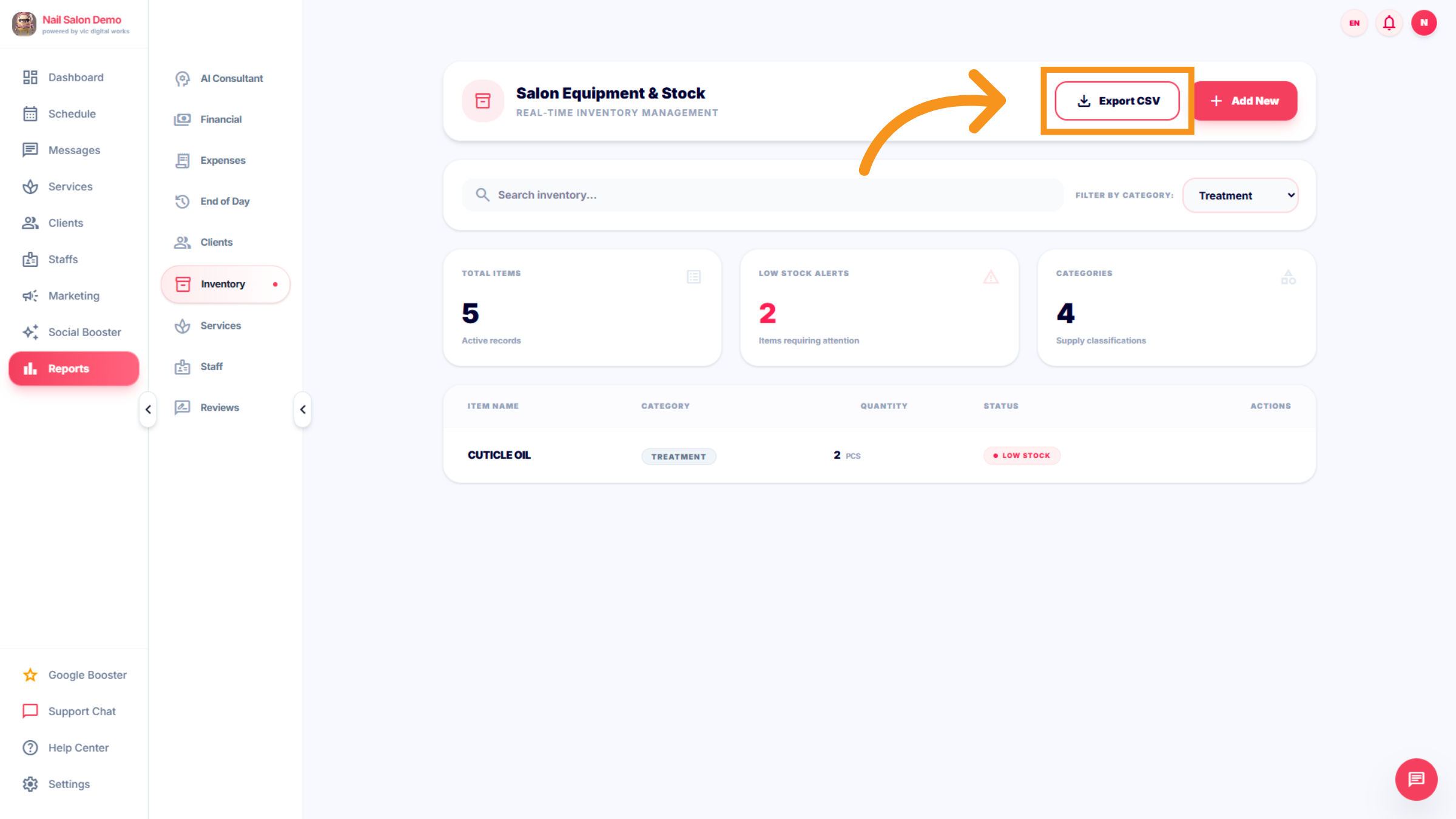 Export Inventory Data