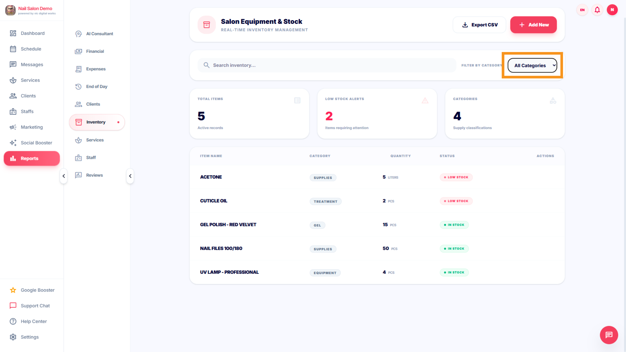  Inventory Categories