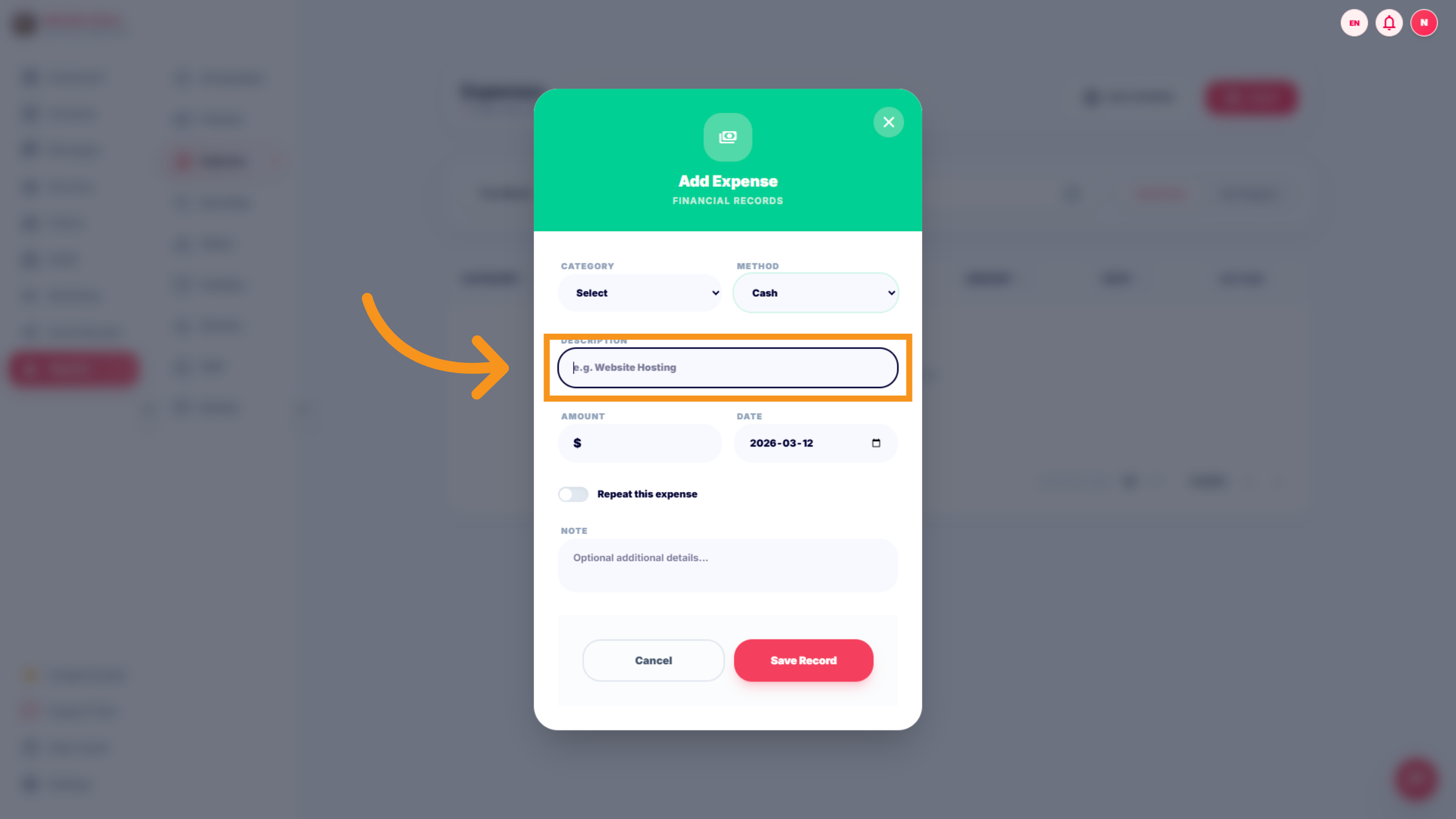 Enter Expense Description