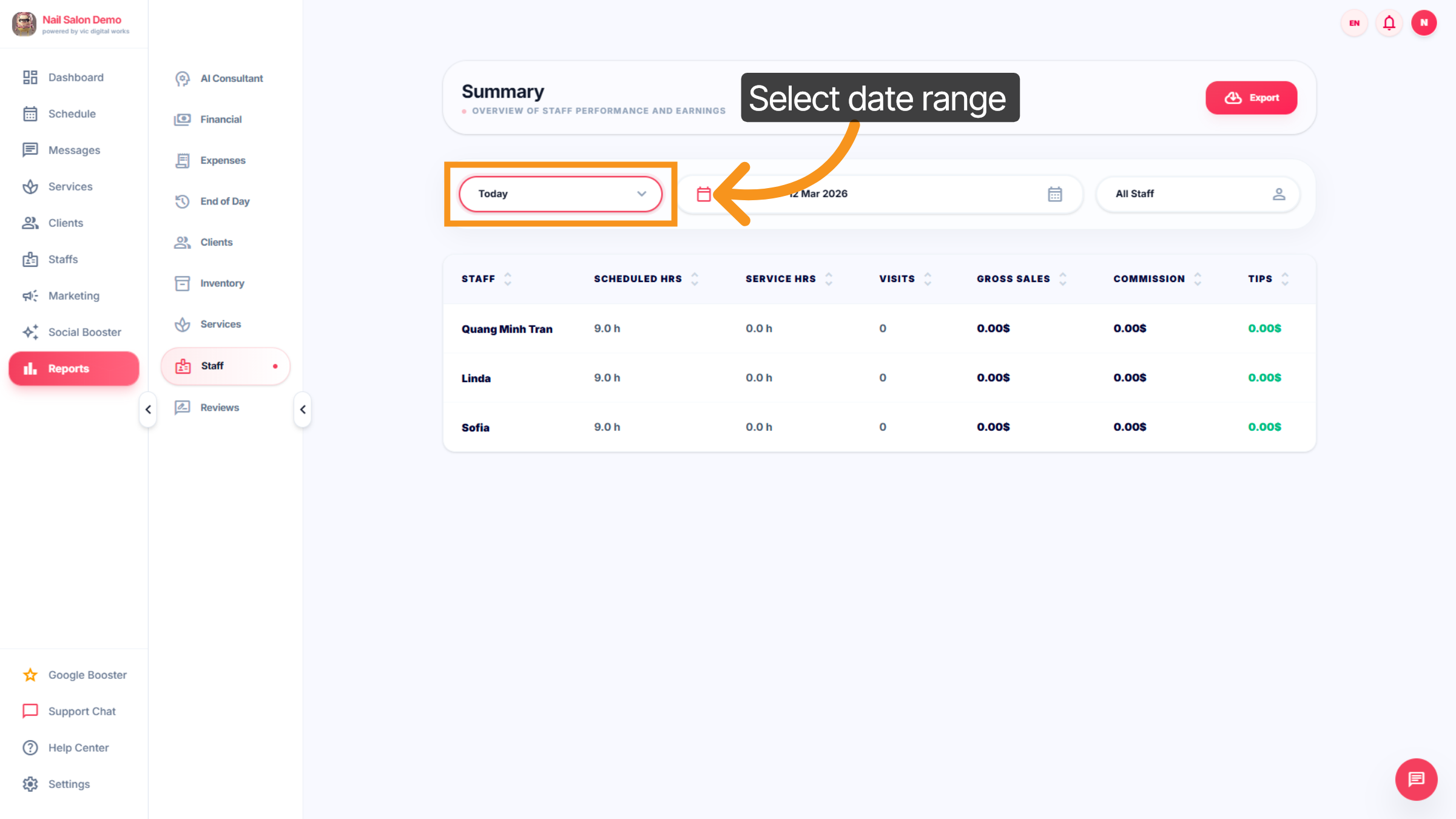Adjust Staff Date Range