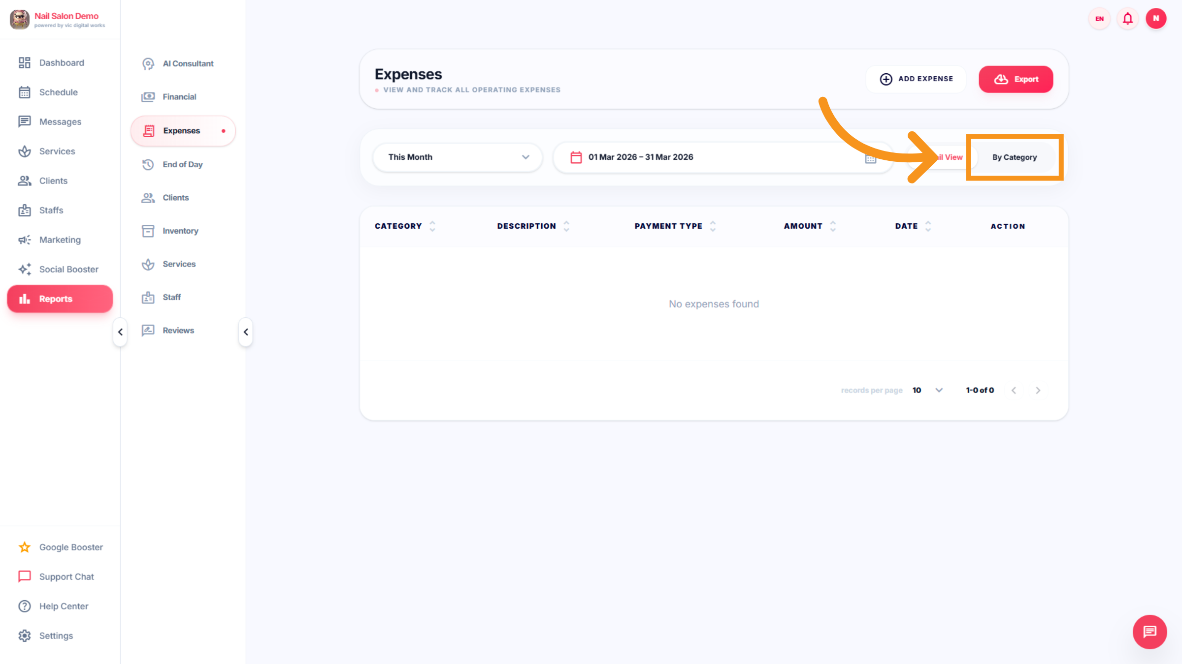 View Expenses By Category
