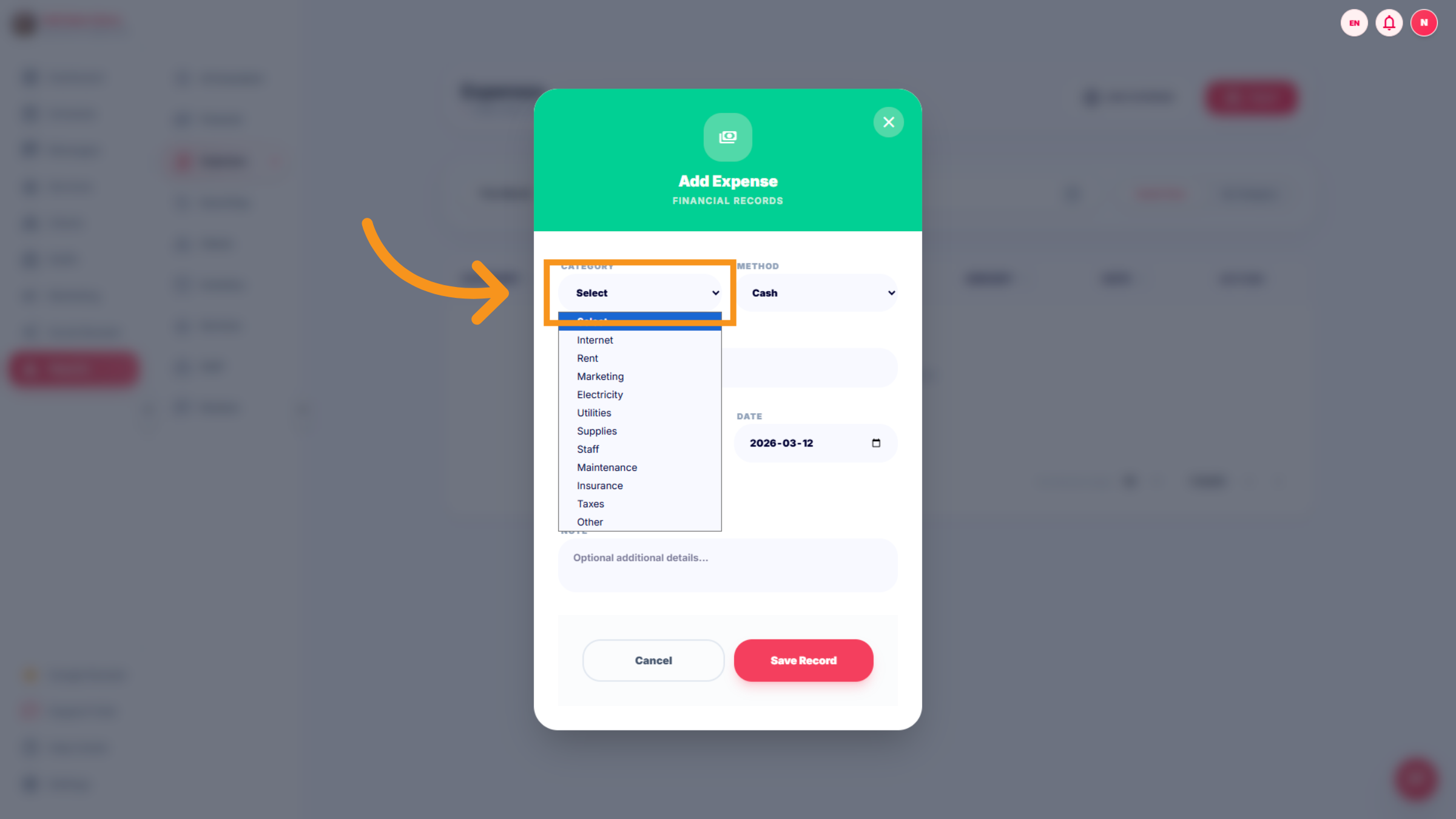 Select Expense Category