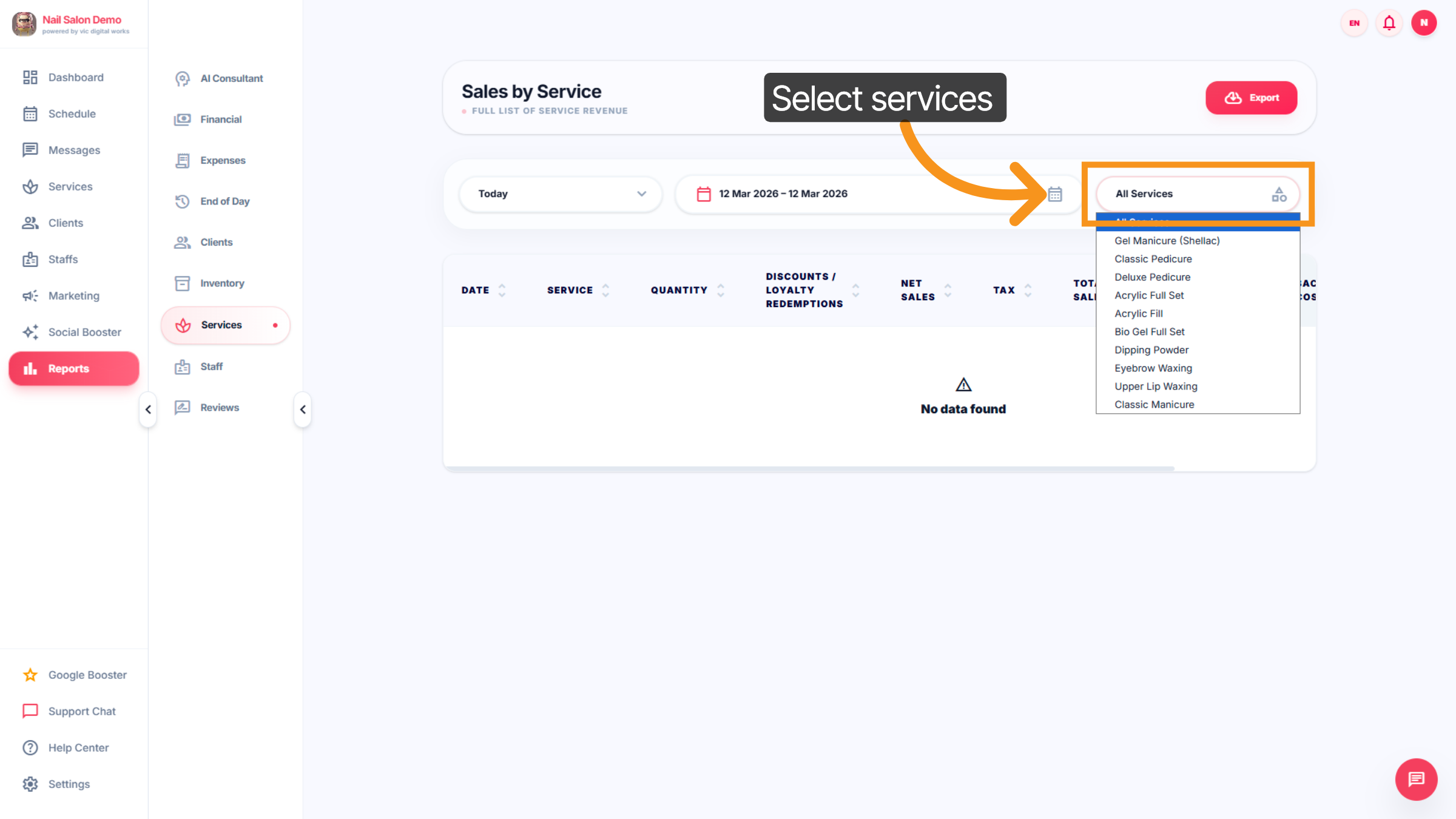 Select Service Category