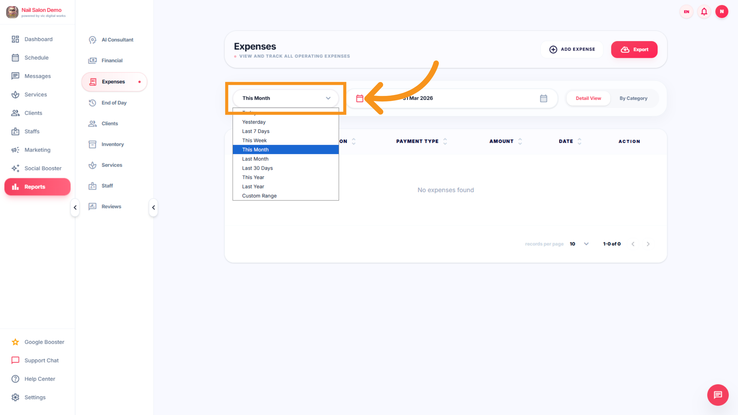Open Date Range Options