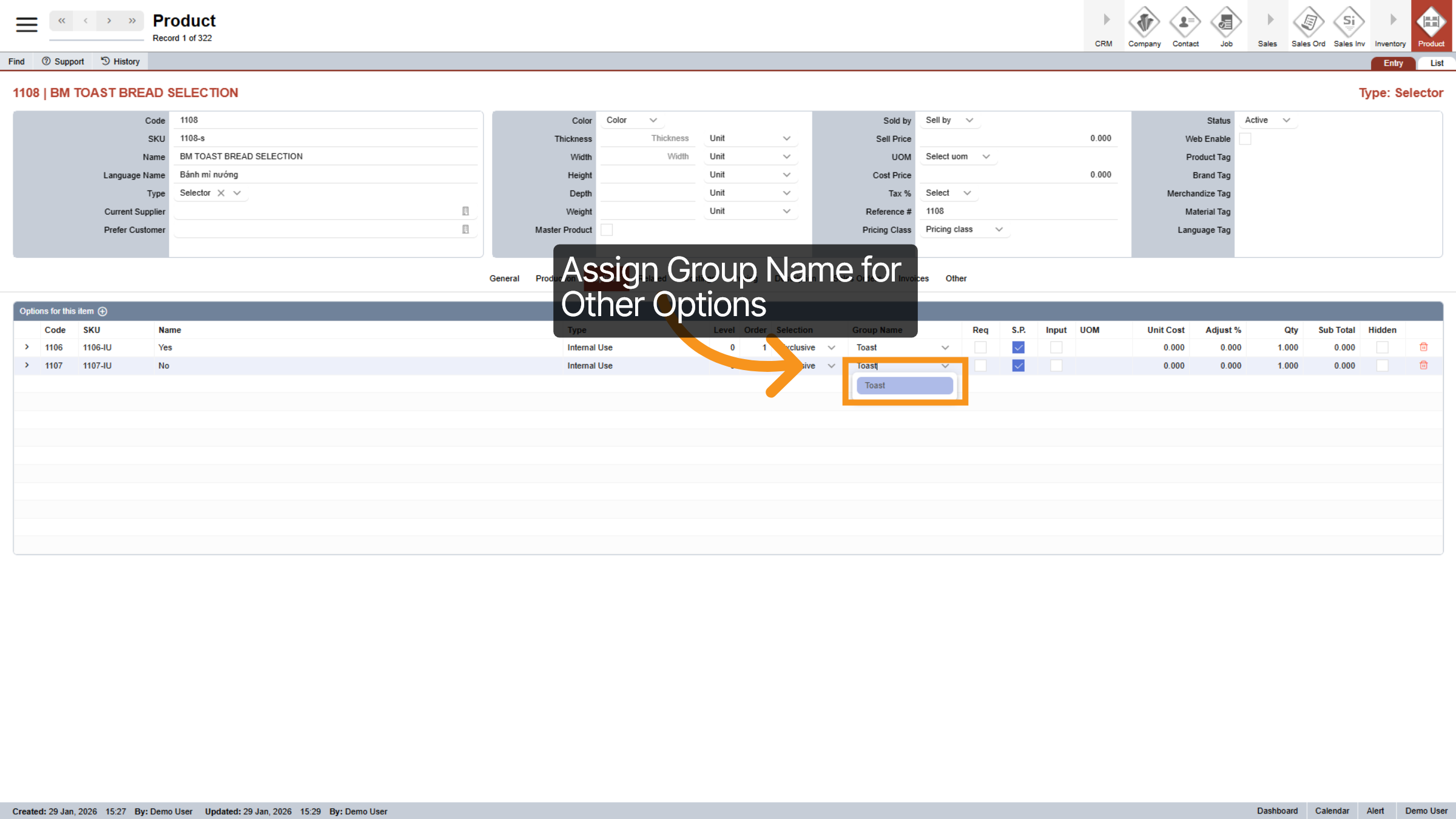 Assign Group Name for Other Options