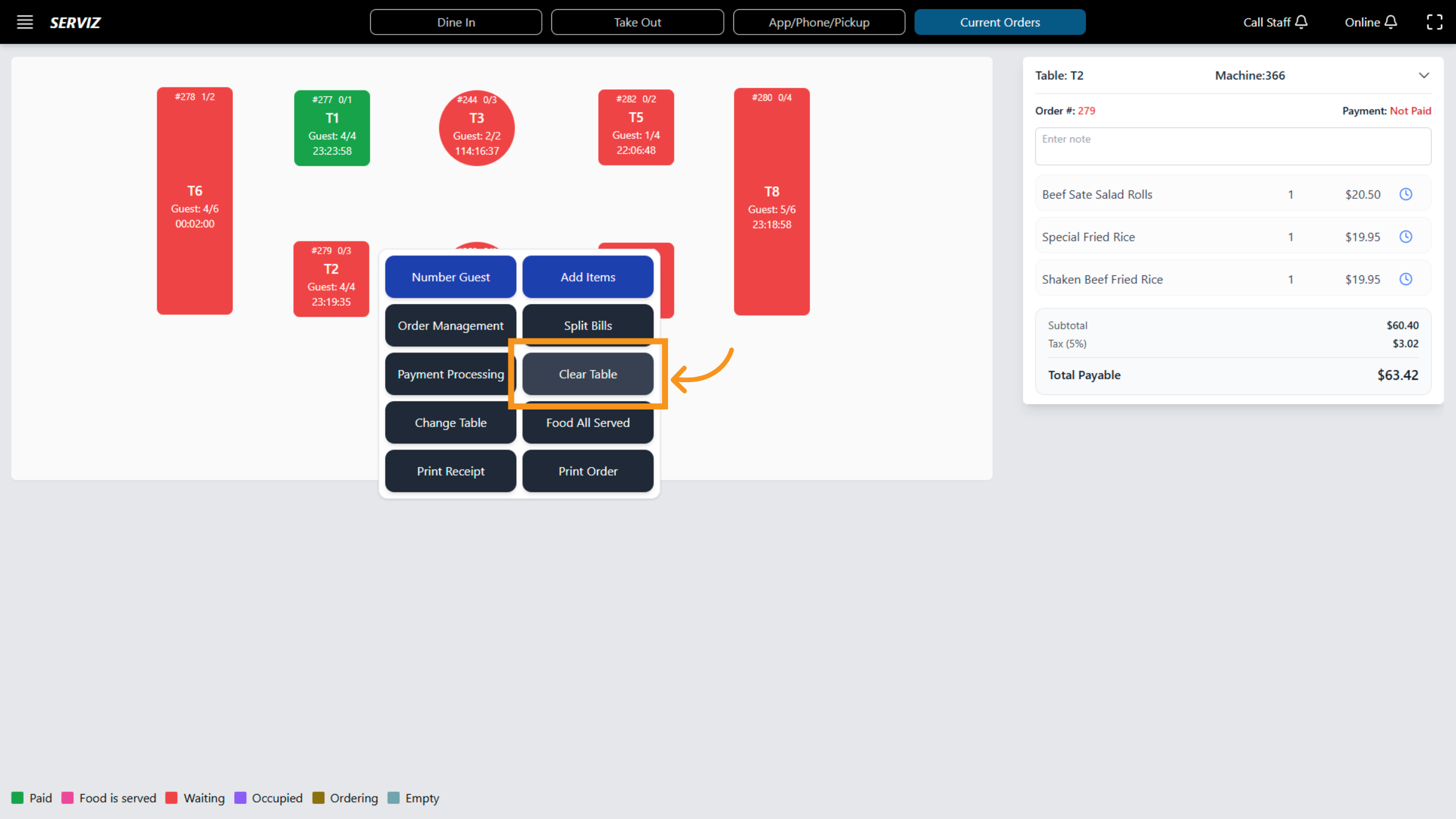 Clear Table Selection