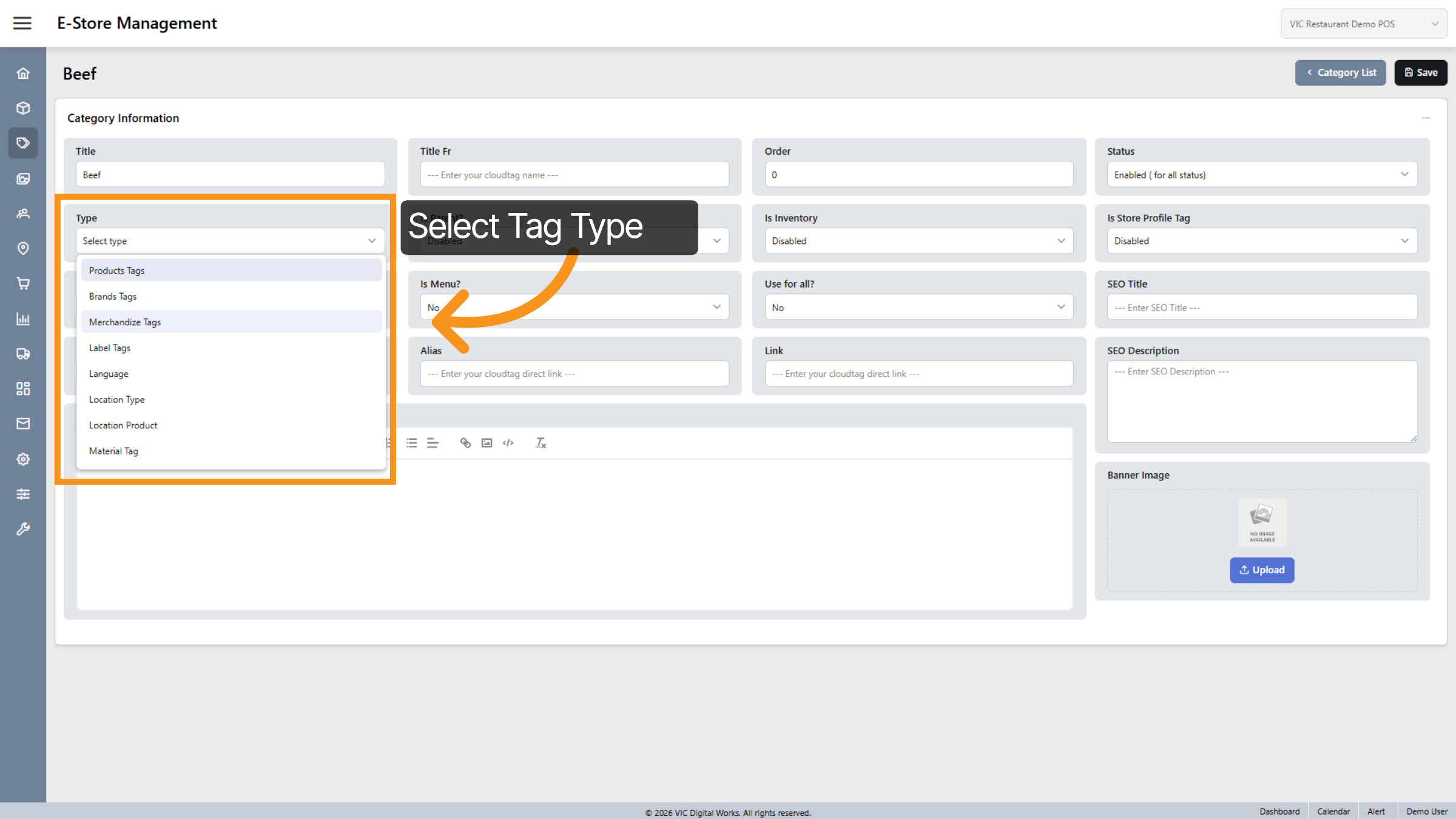 Choose Merchandize Tag Type