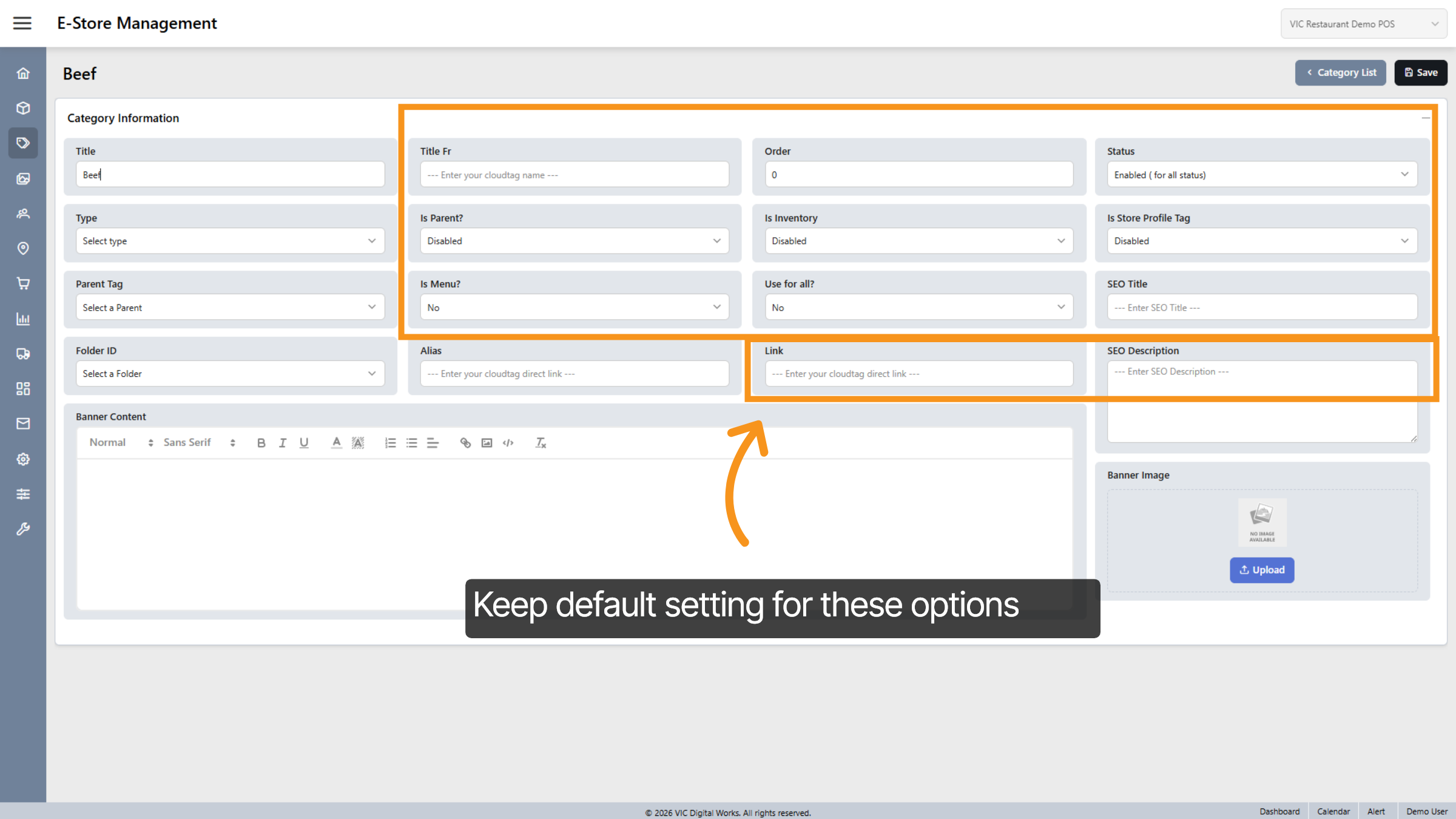 Keep default settings