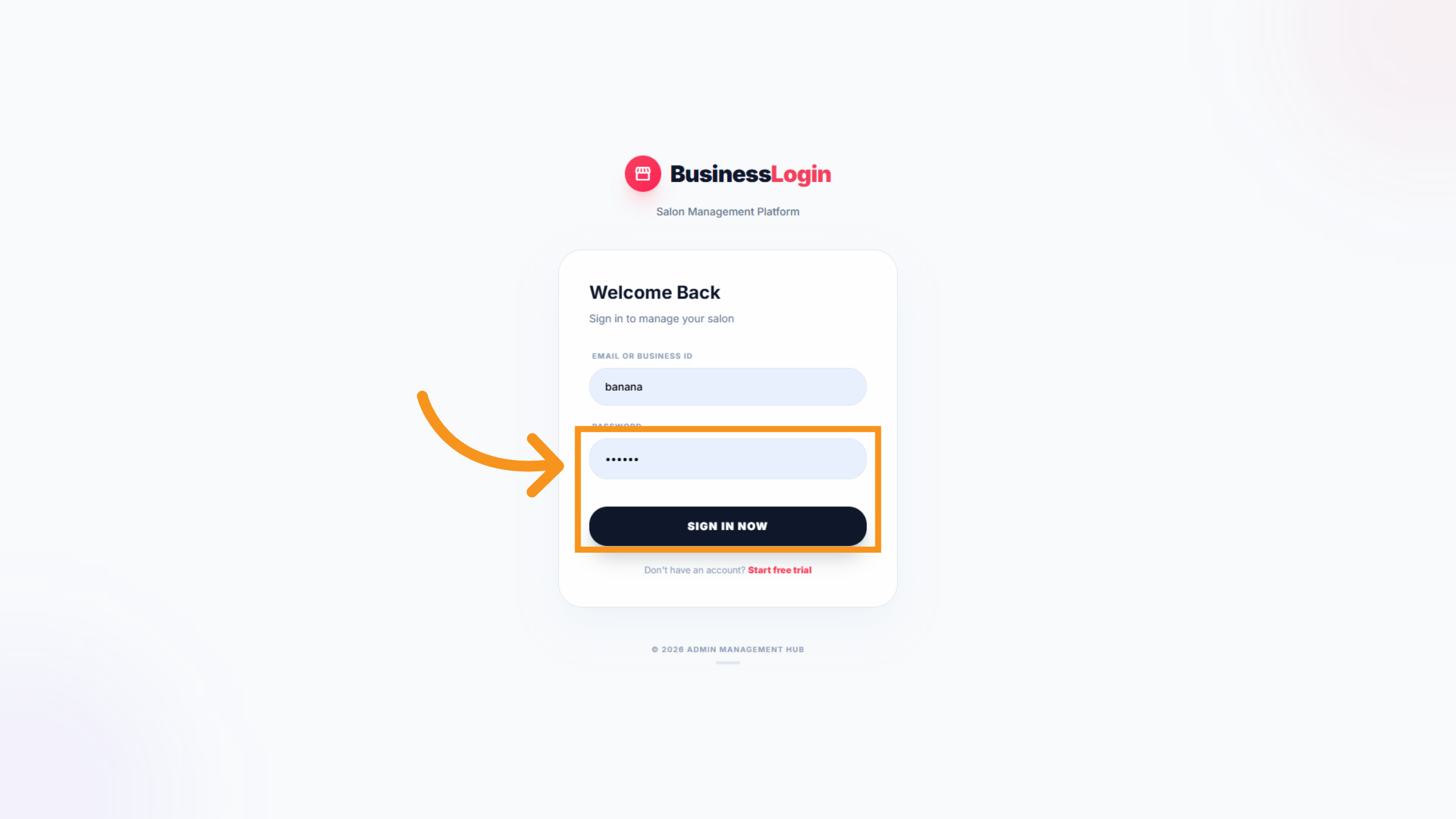 Enter Your Password and  Sign In