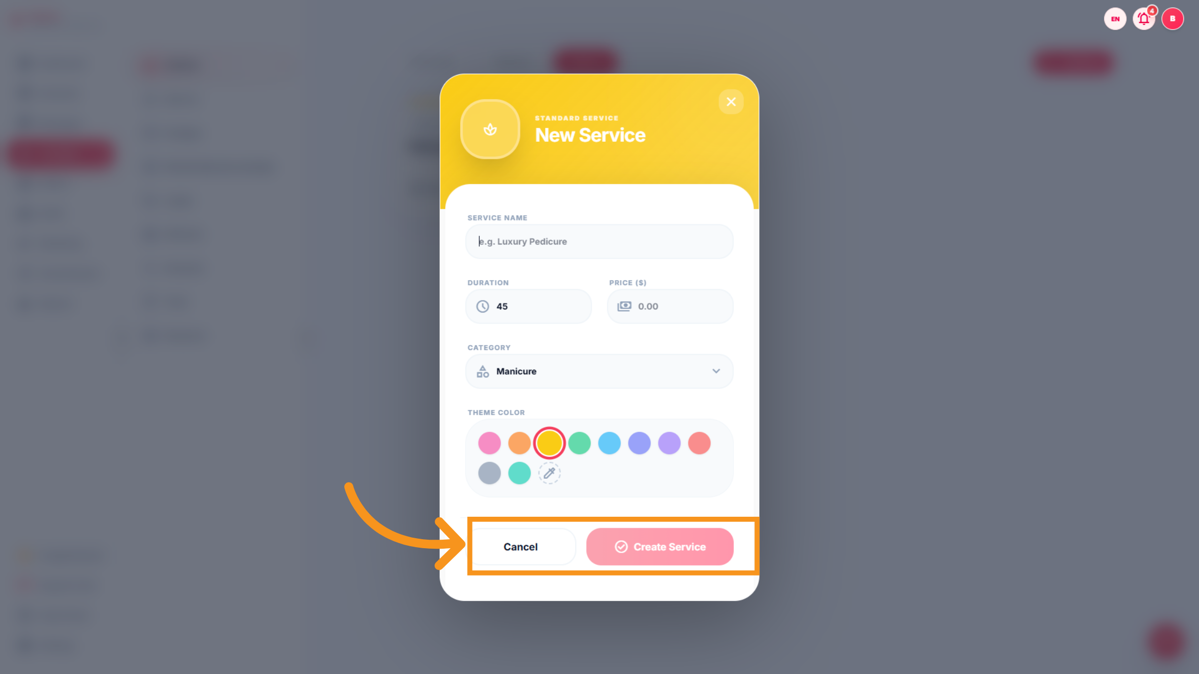 Select Example Service Name