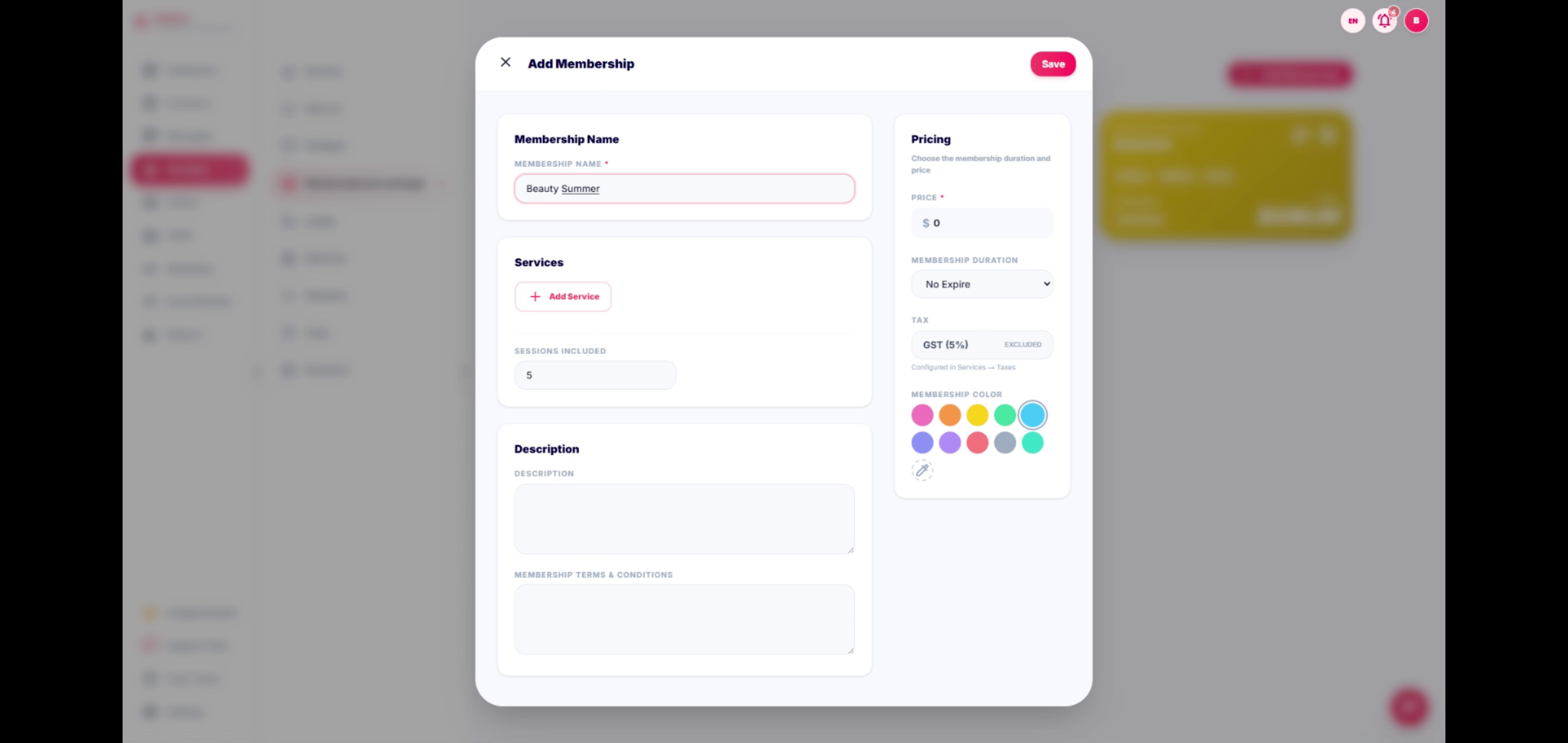 Enter Add new Membership