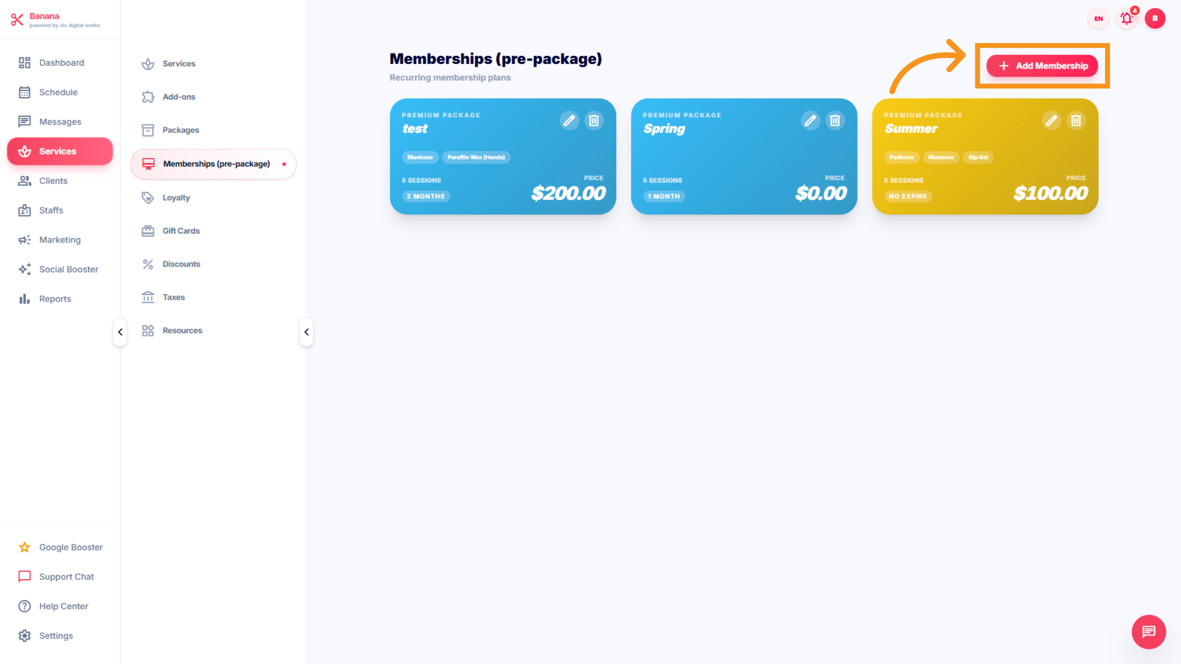 Access Memberships Section