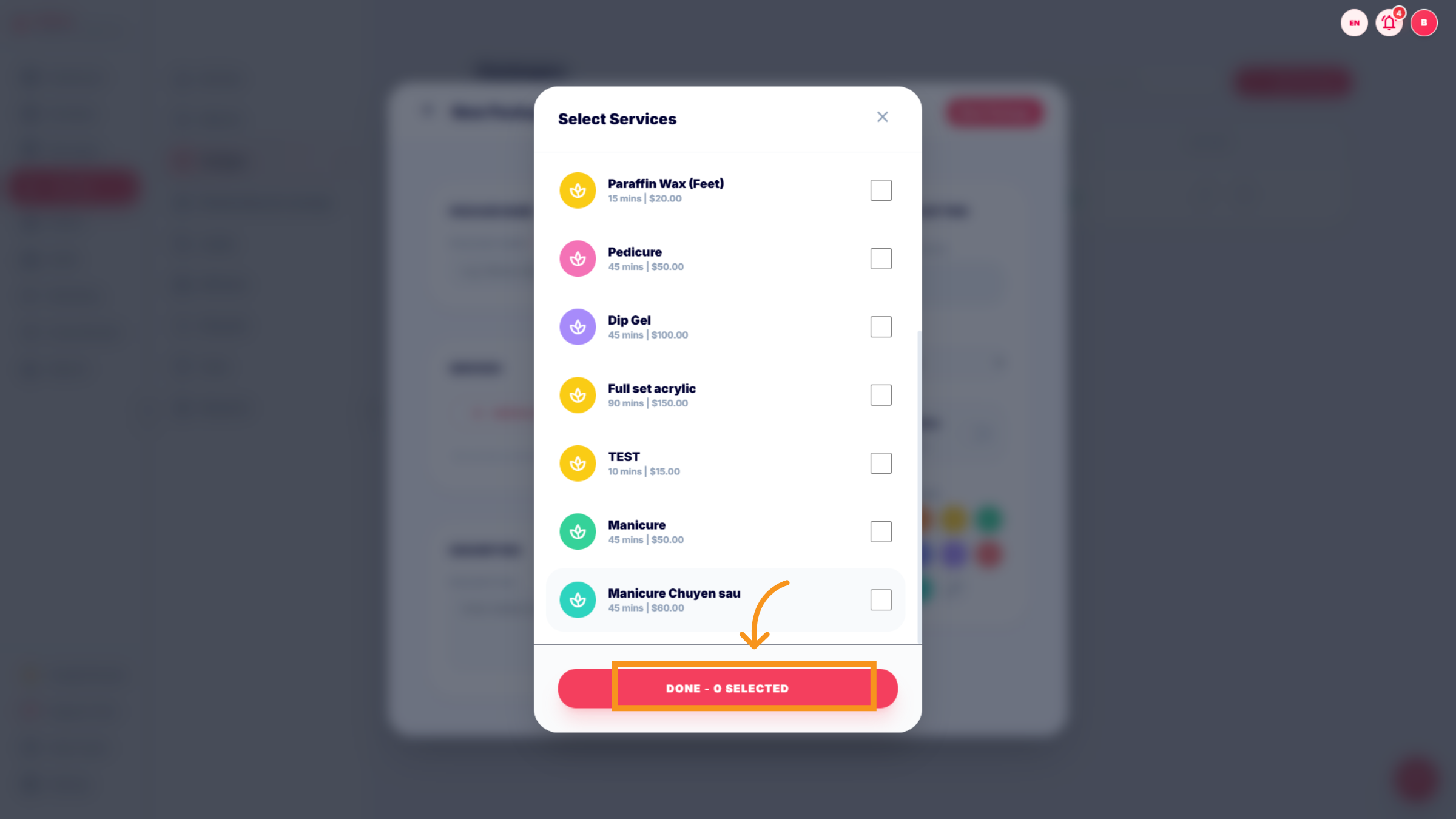 Select Service for package