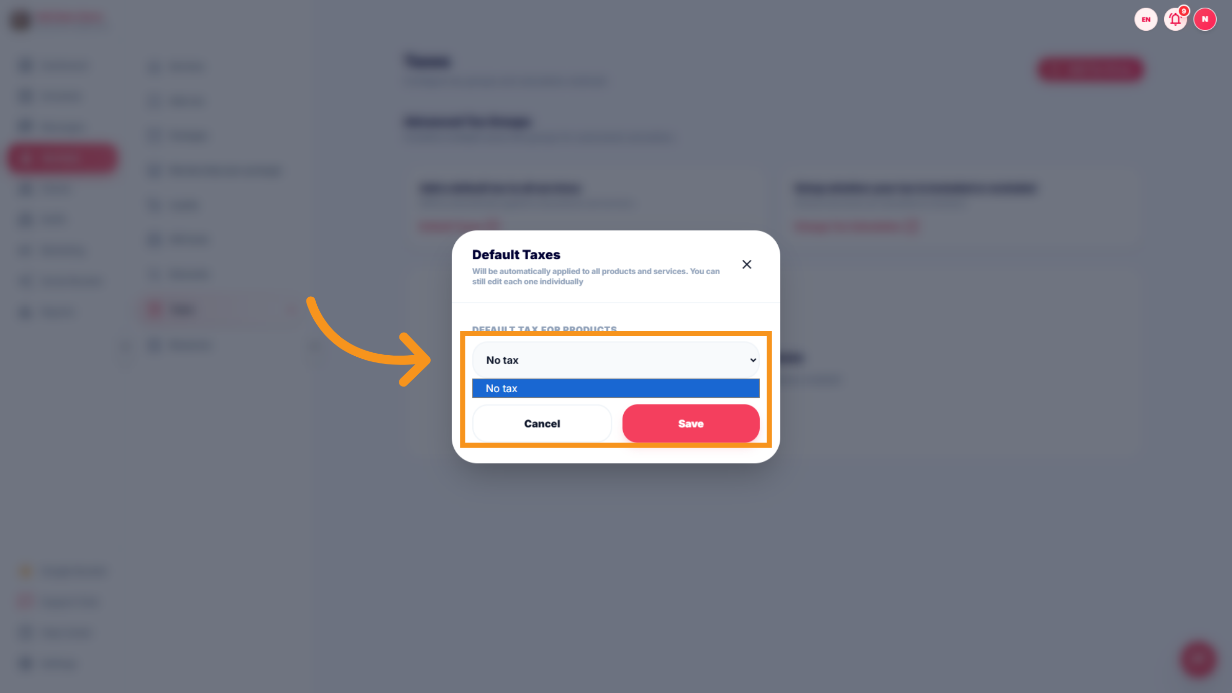 Select No Tax Option