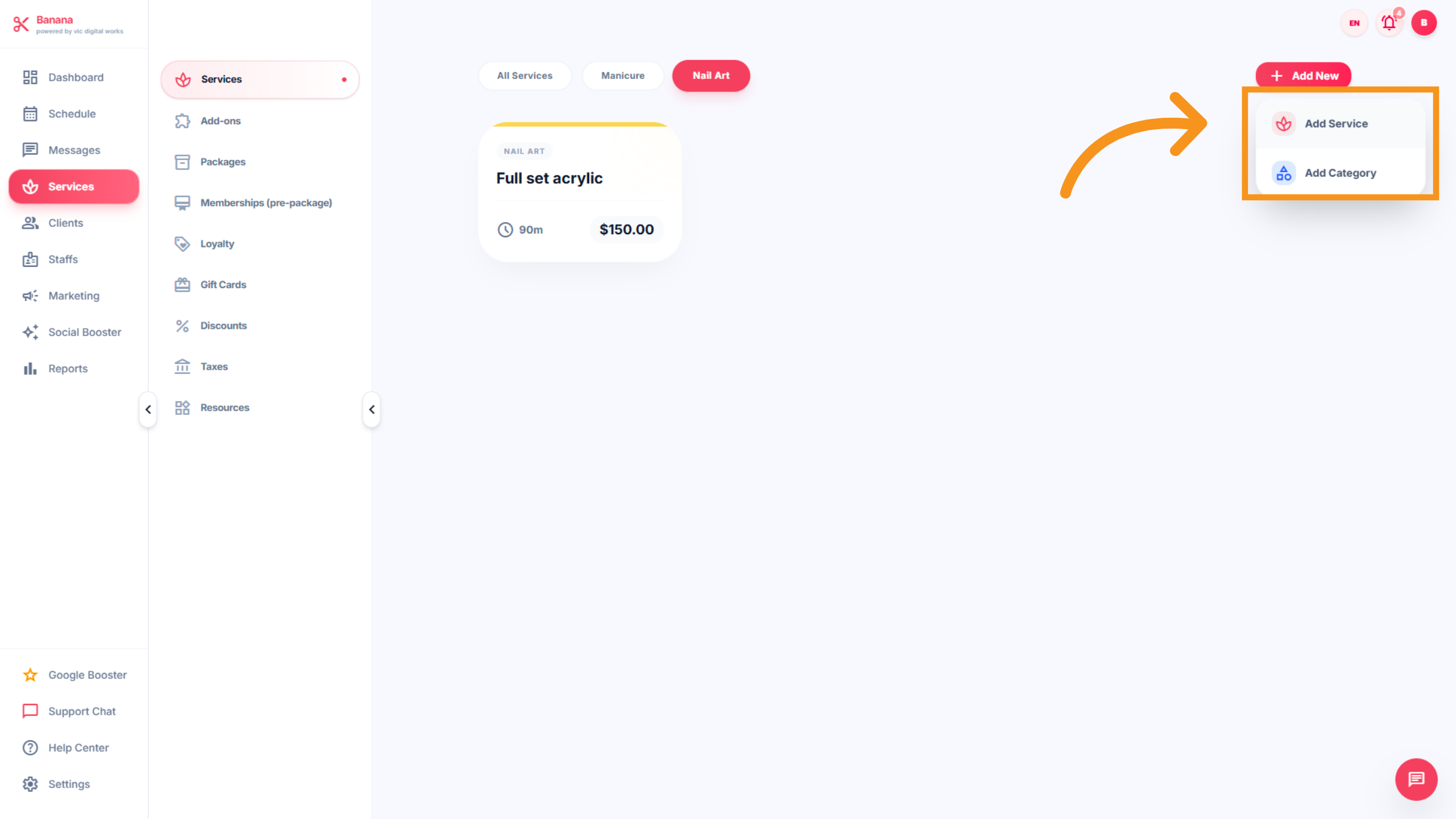 Open Add Service Form