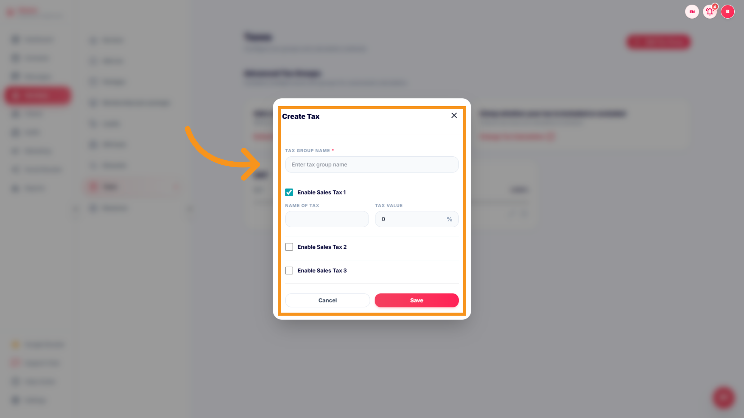 Enter Tax Group info