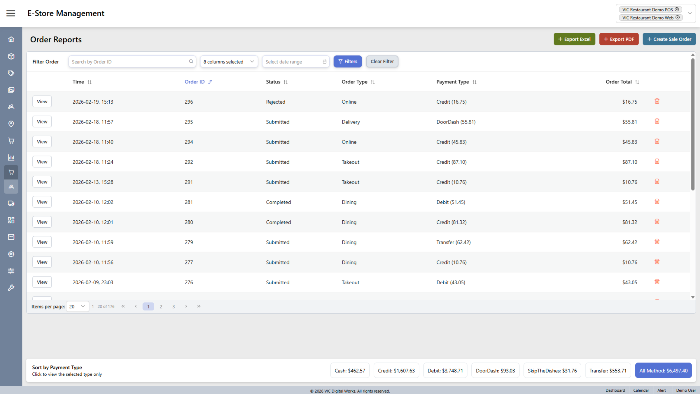  order Reports Section