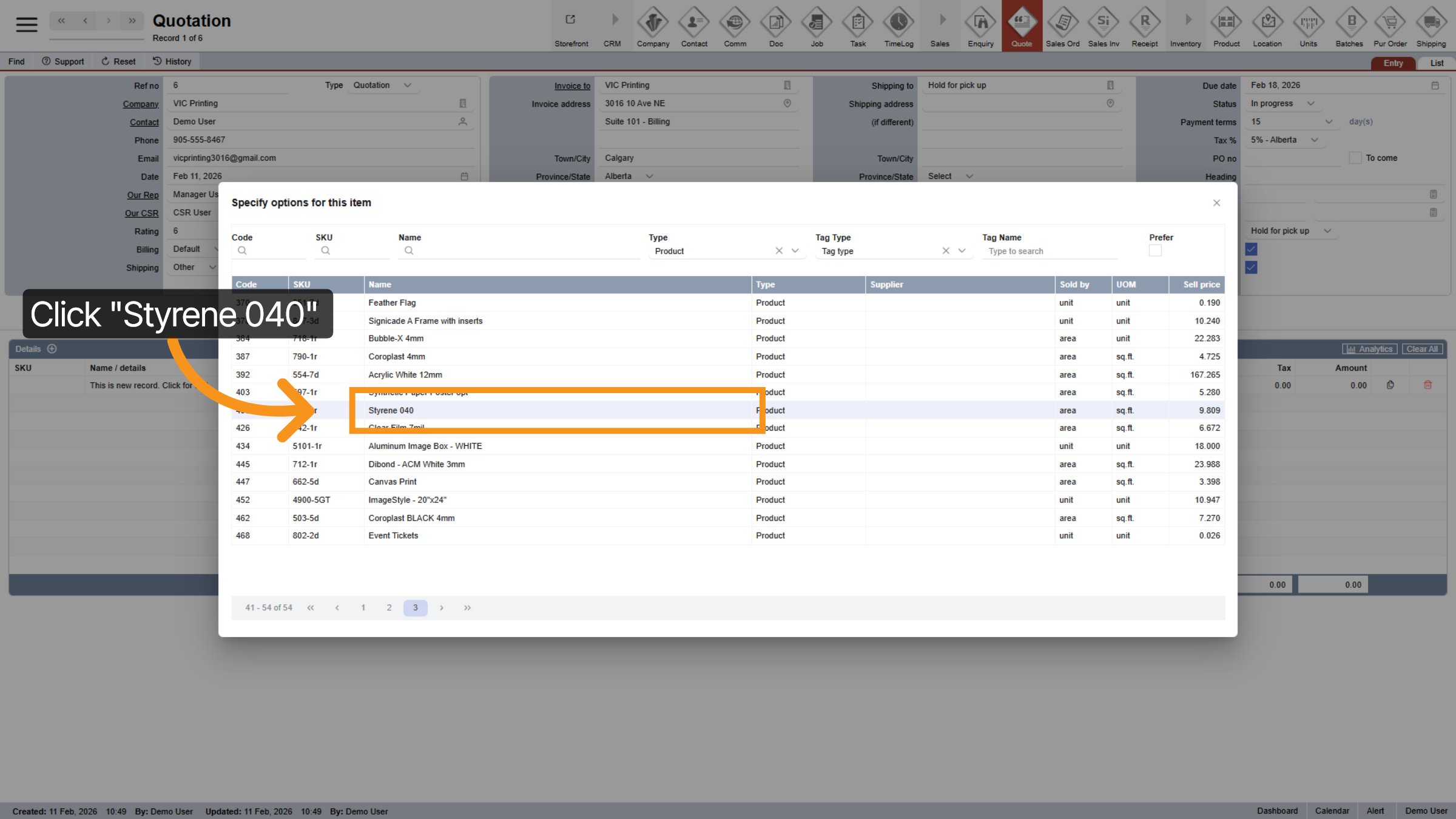 Select Specific Quote