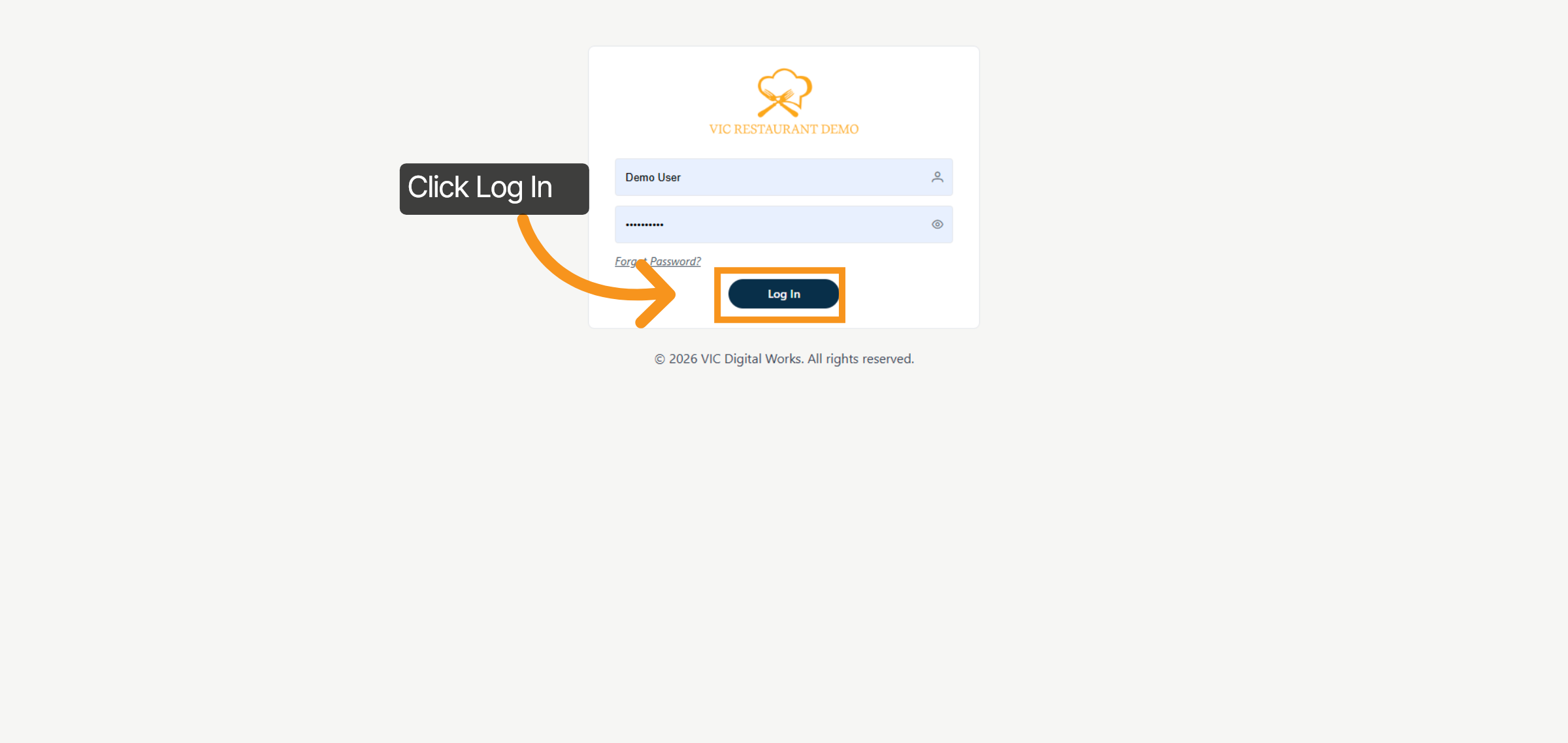 Access POS Login Screen