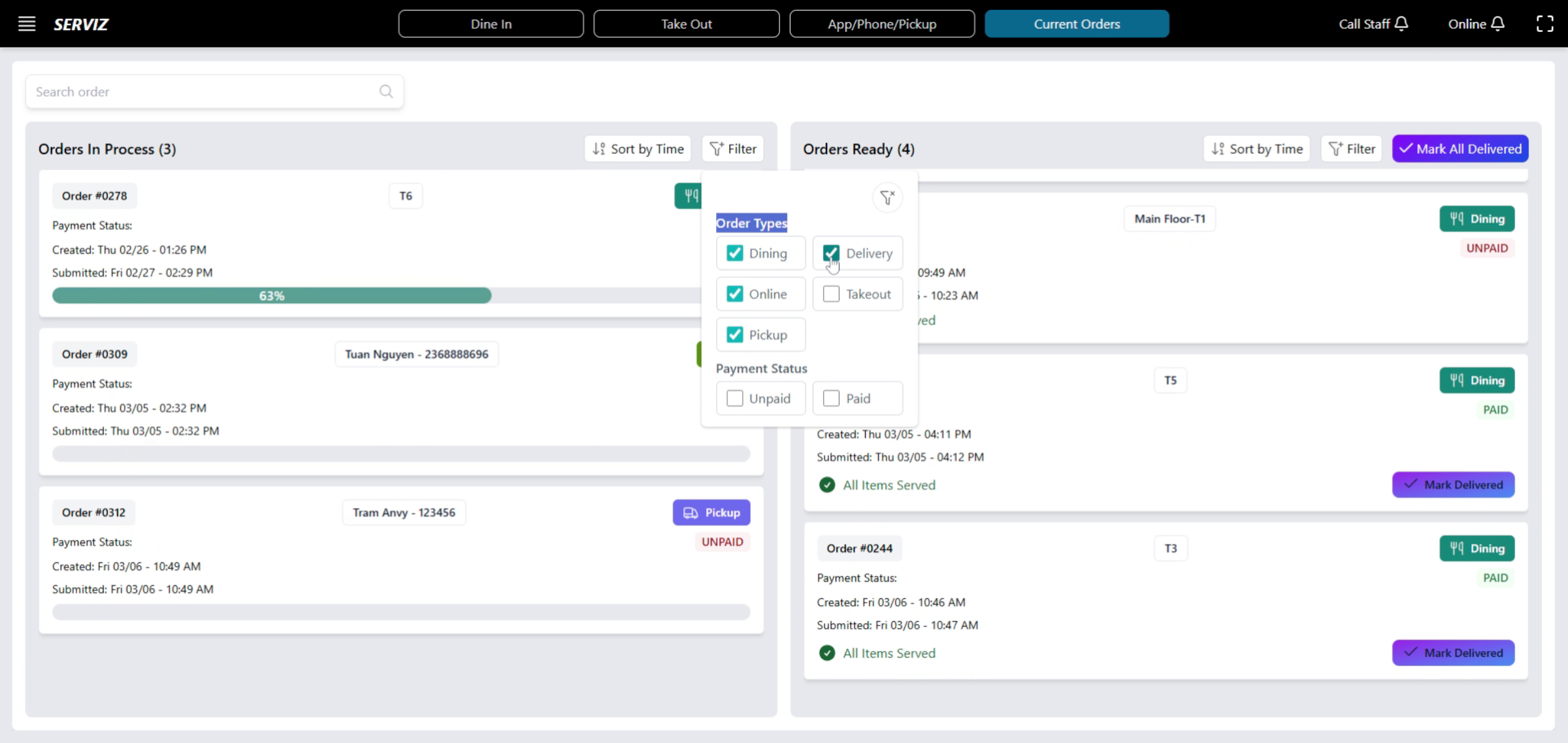 Enter Filter Criteria