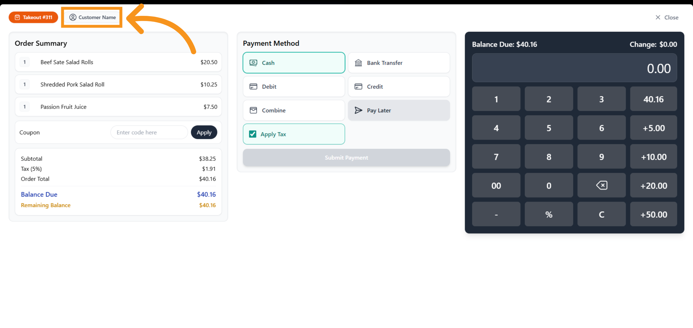 Select Customer Name Field
