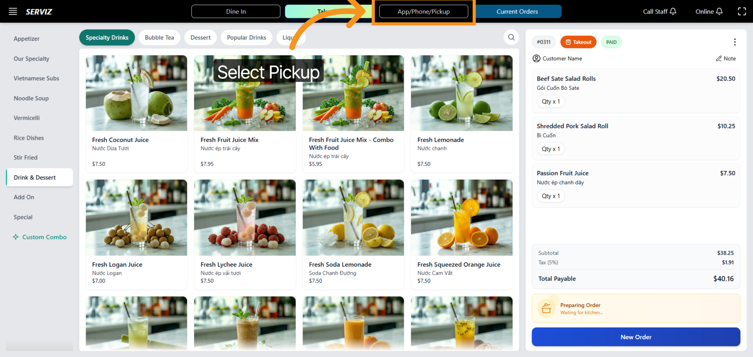 Select App/Phone Pickup